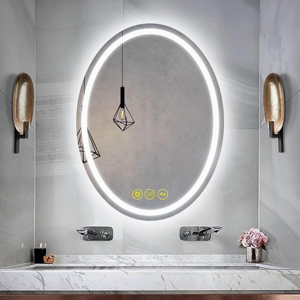 SmartReflex Oval LED Mirror Backlit 3000K-6400K Frameless Anti-Fog Dimmable Bathroom/Vanity Mirror - Image 11