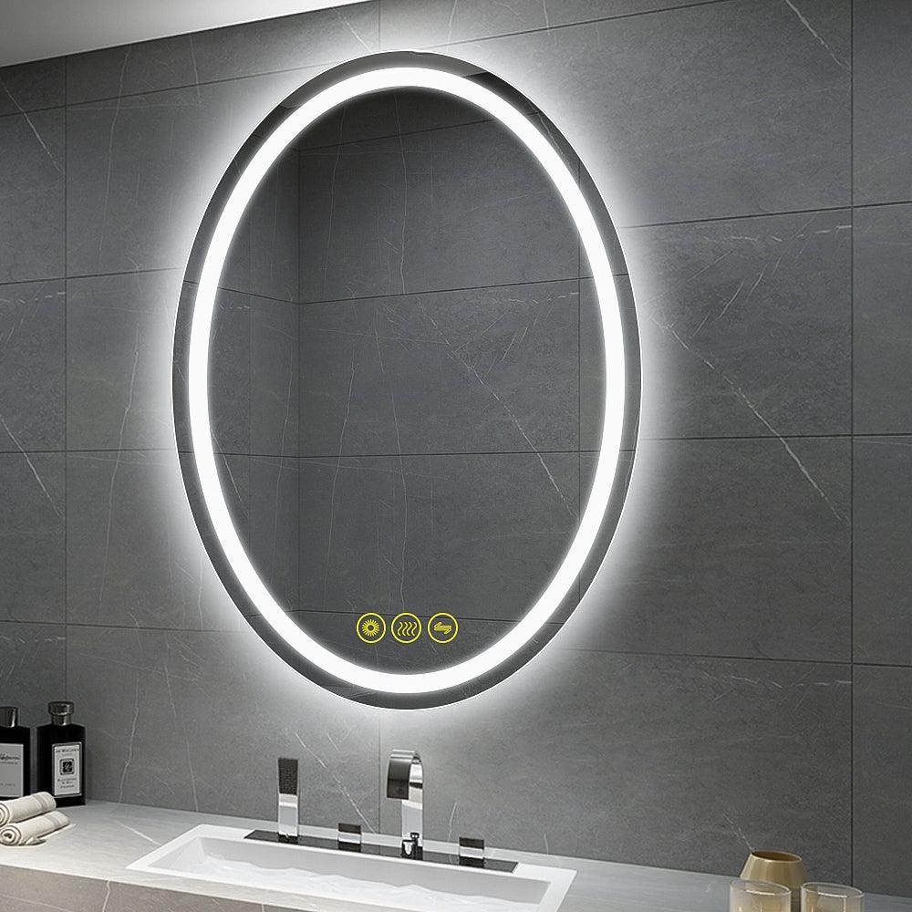 SmartReflex Oval LED Mirror Backlit 3000K-6400K Frameless Anti-Fog Dimmable Bathroom/Vanity Mirror - Image 2