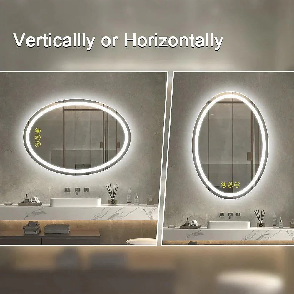 SmartReflex Oval LED Mirror Backlit 3000K-6400K Frameless Anti-Fog Dimmable Bathroom/Vanity Mirror - Image 8