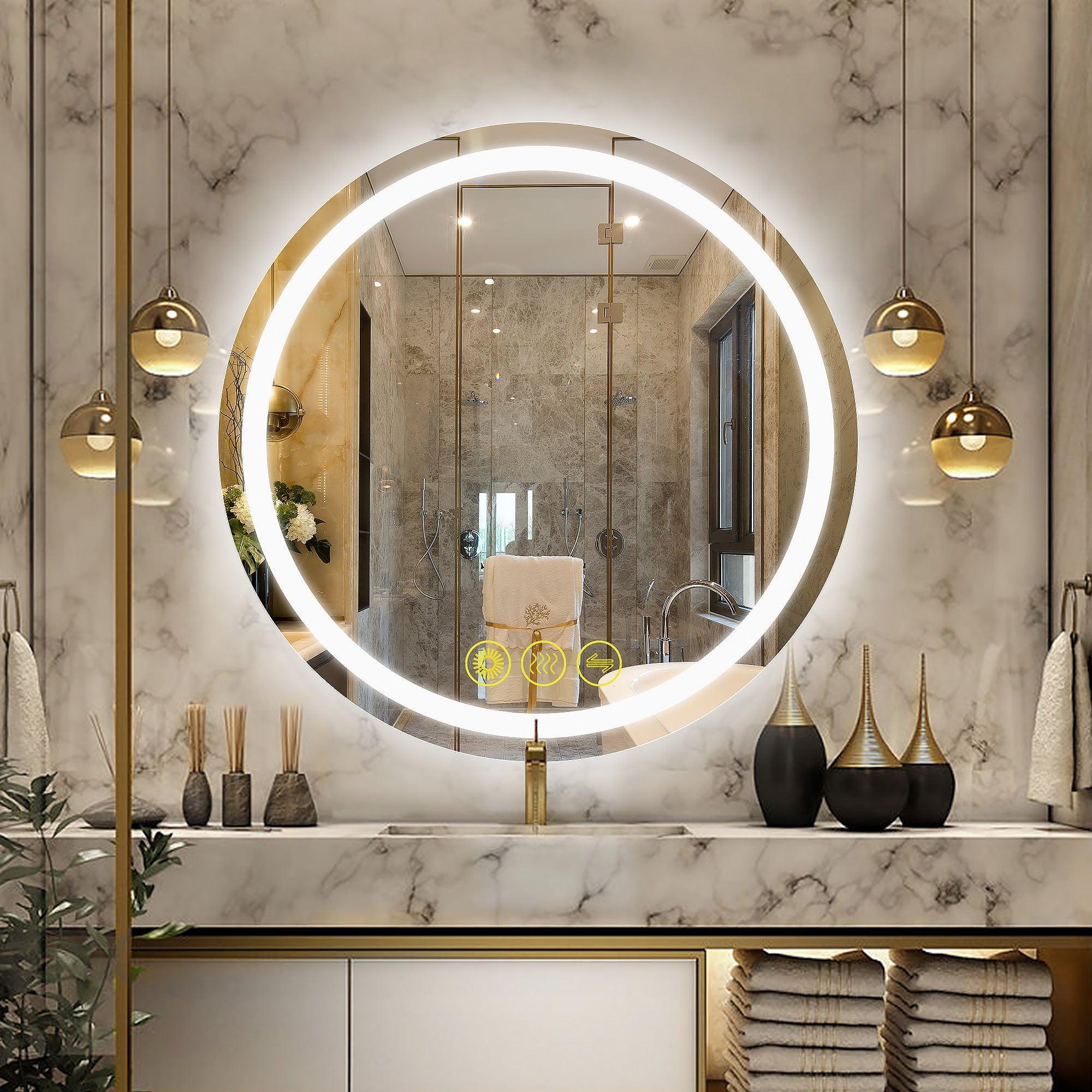 SmartShine Contemporary LED Dimmable Round Anti-Fog Backlit Bathroom Vanity Mirror - Image 13