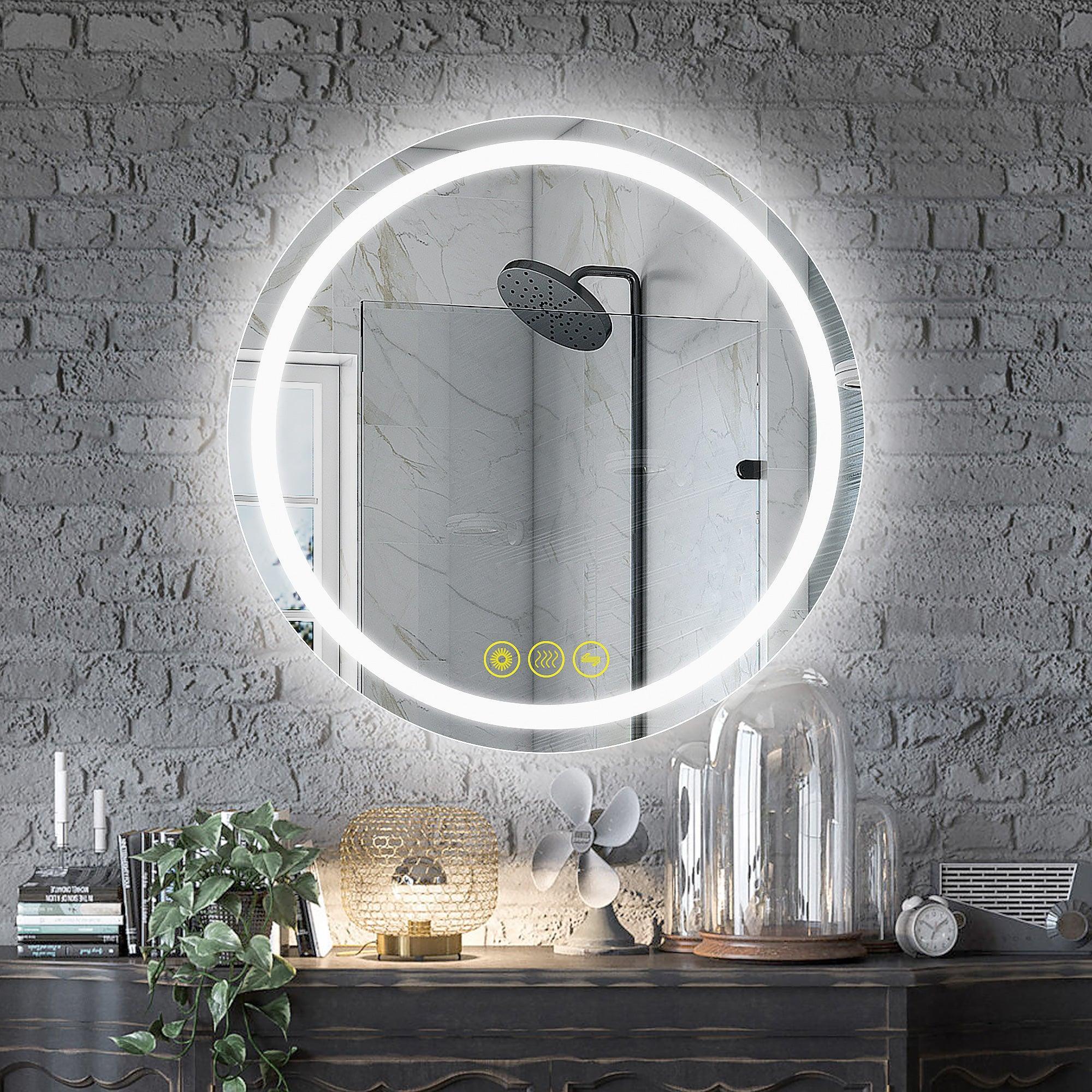 SmartShine Contemporary LED Dimmable Round Anti-Fog Backlit Bathroom Vanity Mirror - Image 5
