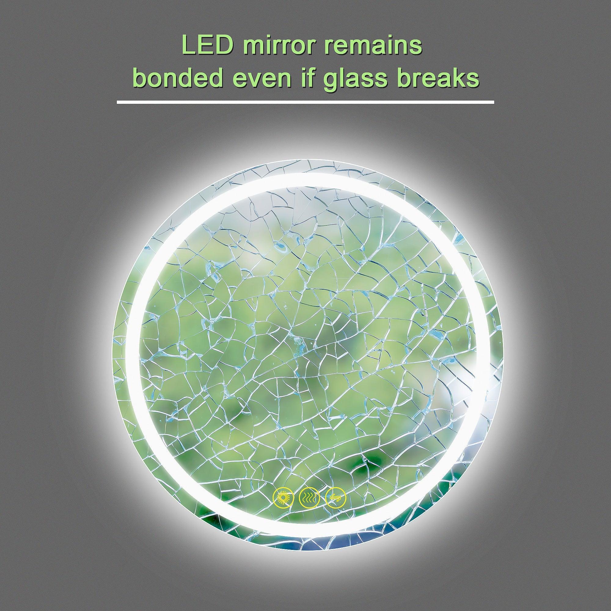 SmartShine Contemporary LED Dimmable Round Anti-Fog Backlit Bathroom Vanity Mirror - Image 7