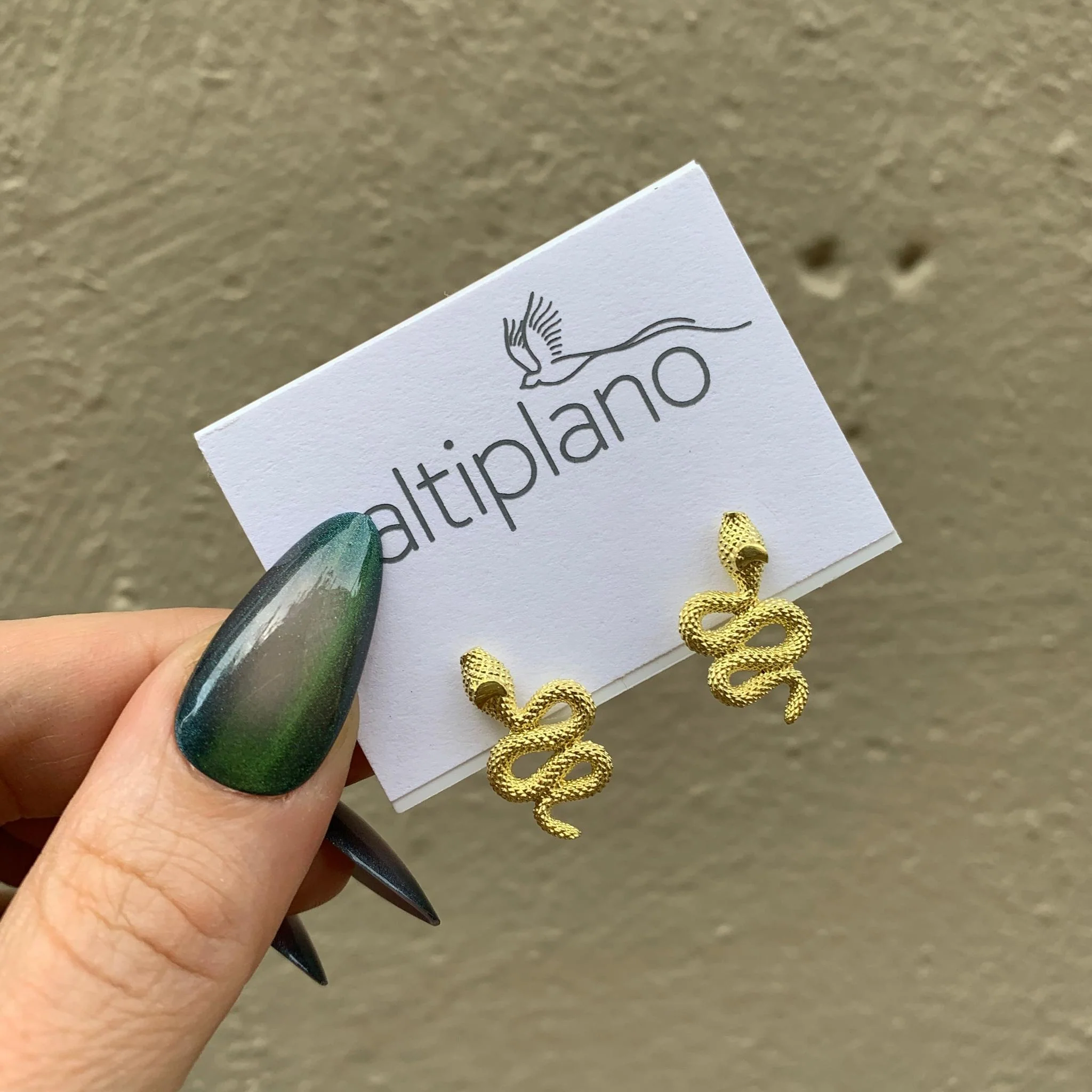 Snake Post Earrings in Gold | Fair Trade Handmade in Guatemala - Image 2