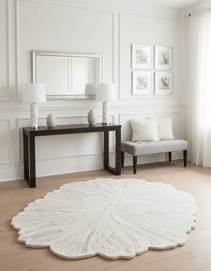 Snow Bloom Beige Hand Tufted 5x7 Wool Area Rug - Image 2