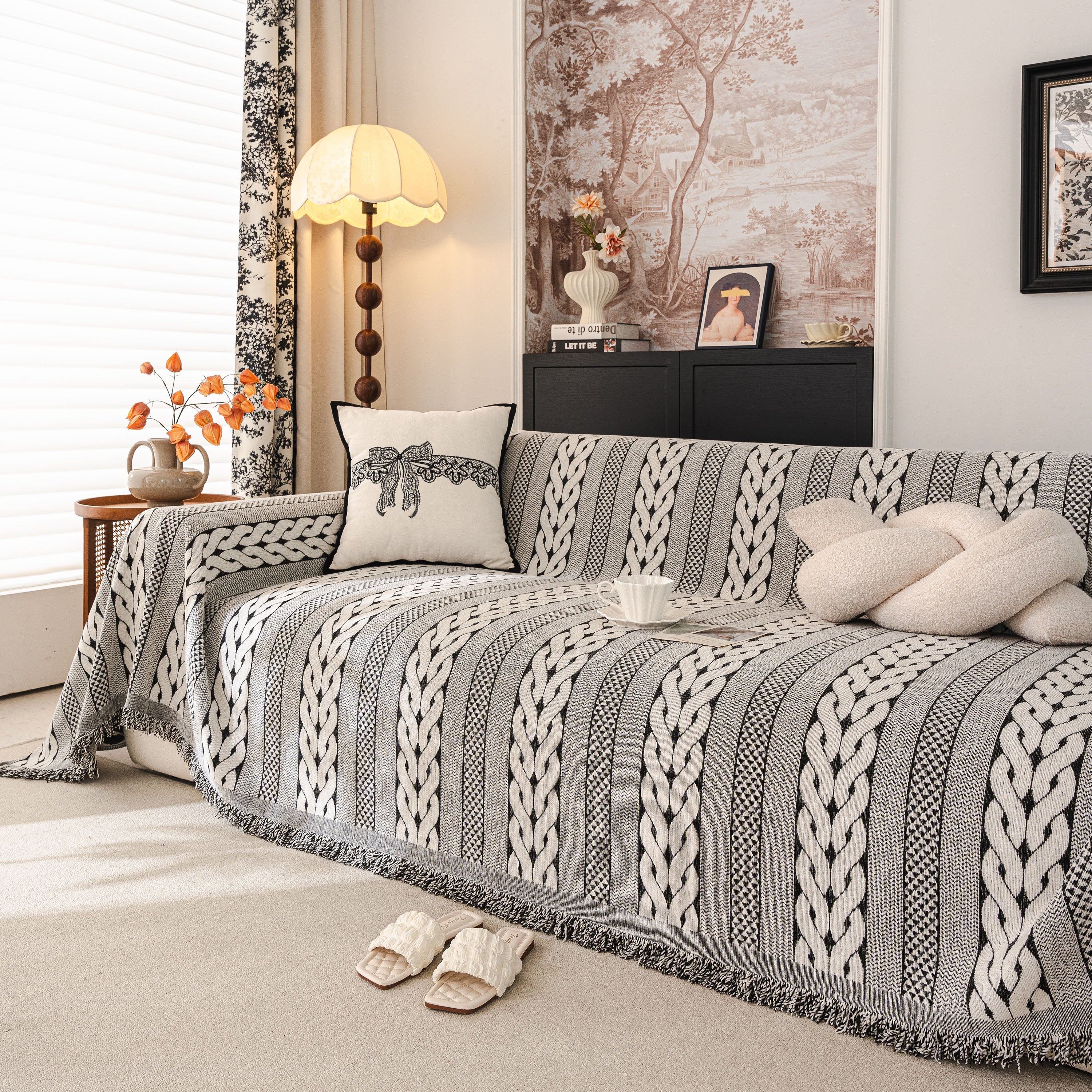 Sofa Cover Blanket Throw with Tassels, Decorative Furniture Protector for Dogs/Pets - Image 108
