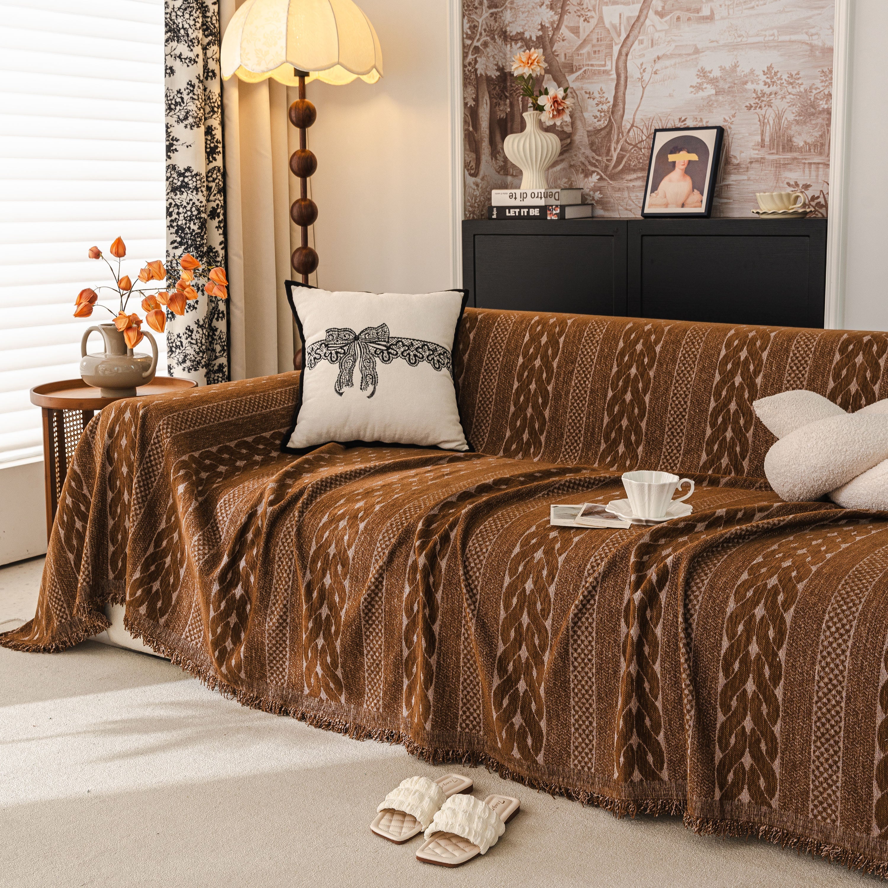Sofa Cover Blanket Throw with Tassels, Decorative Furniture Protector for Dogs/Pets - Image 14
