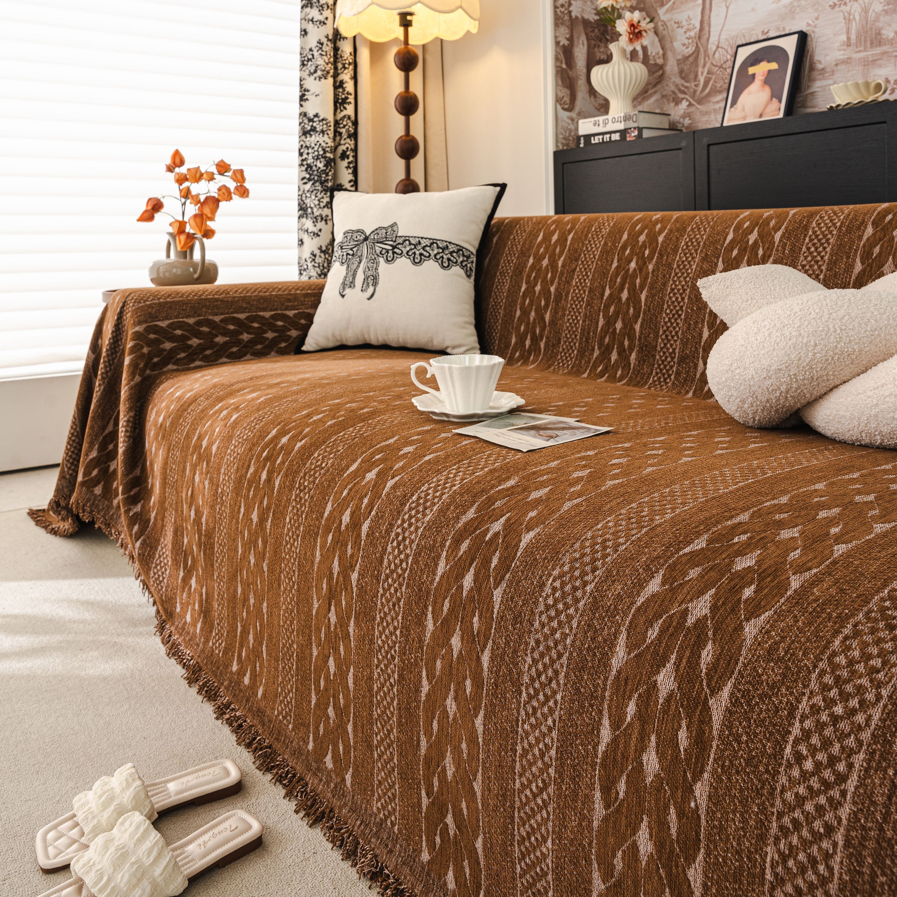 Sofa Cover Blanket Throw with Tassels, Decorative Furniture Protector for Dogs/Pets - Image 18