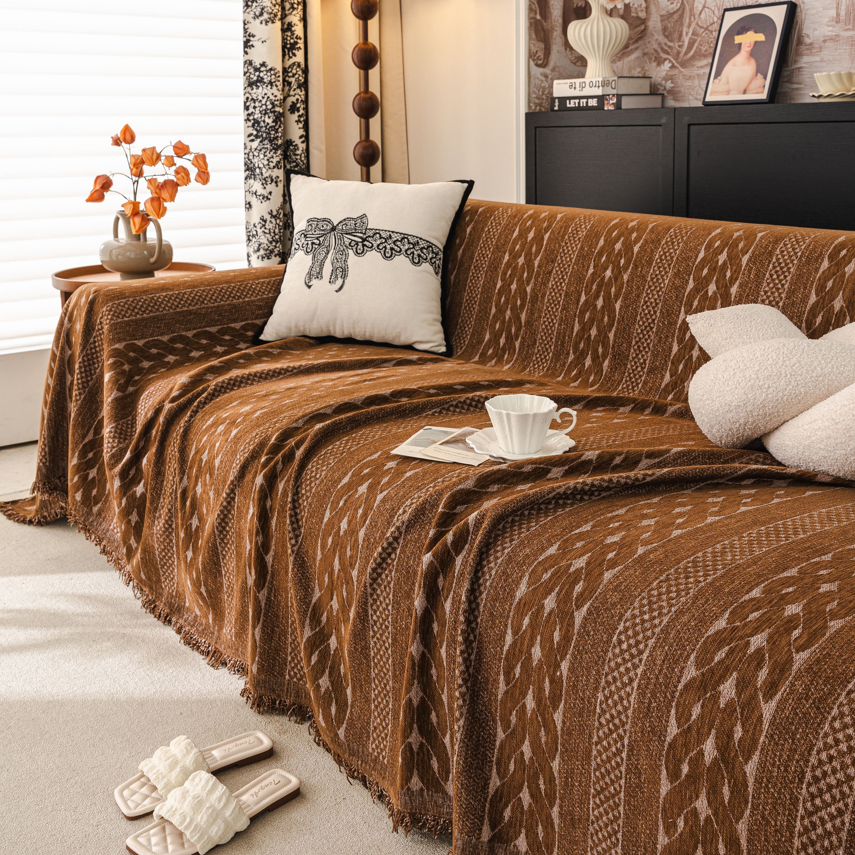 Sofa Cover Blanket Throw with Tassels, Decorative Furniture Protector for Dogs/Pets - Image 19