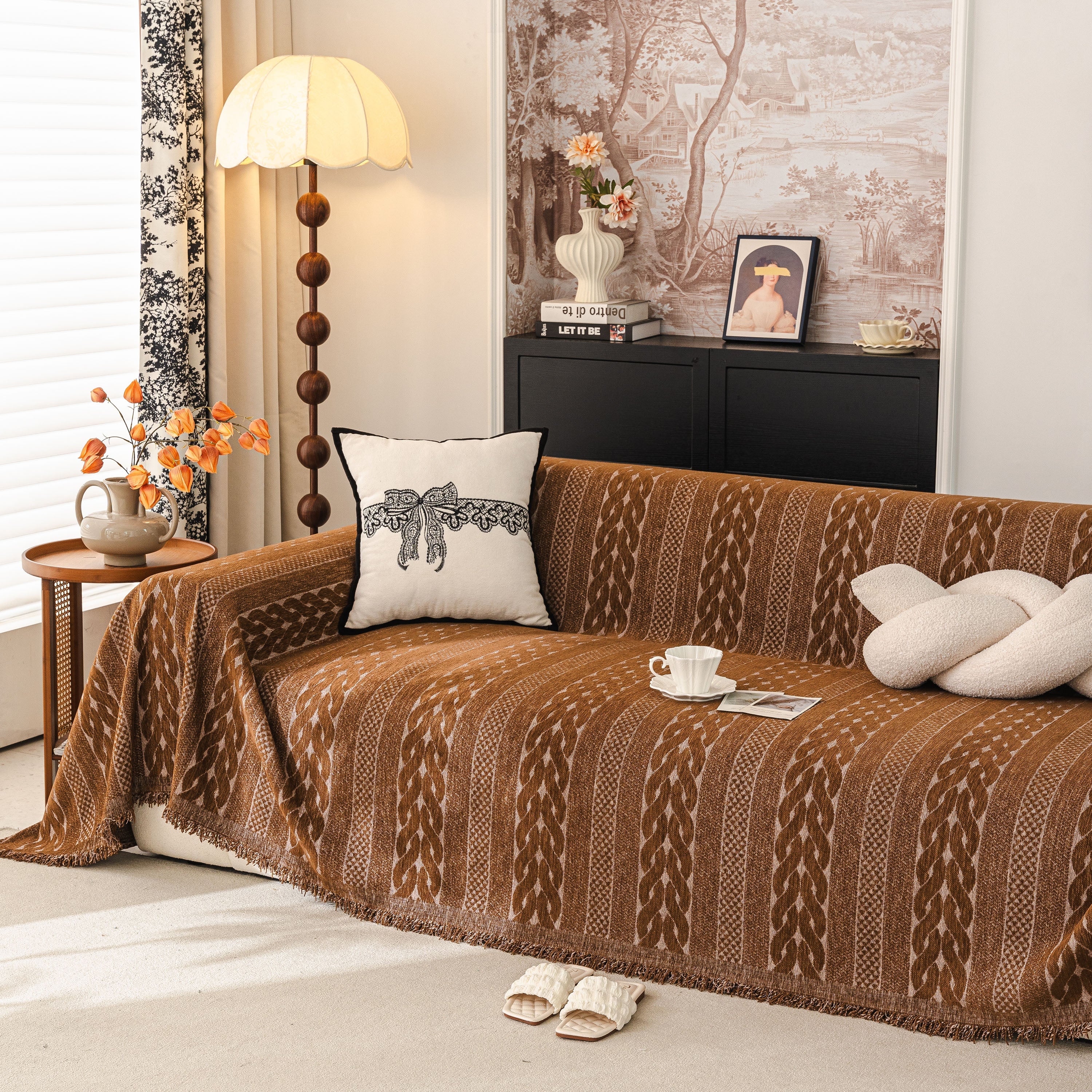 Sofa Cover Blanket Throw with Tassels, Decorative Furniture Protector for Dogs/Pets - Image 2