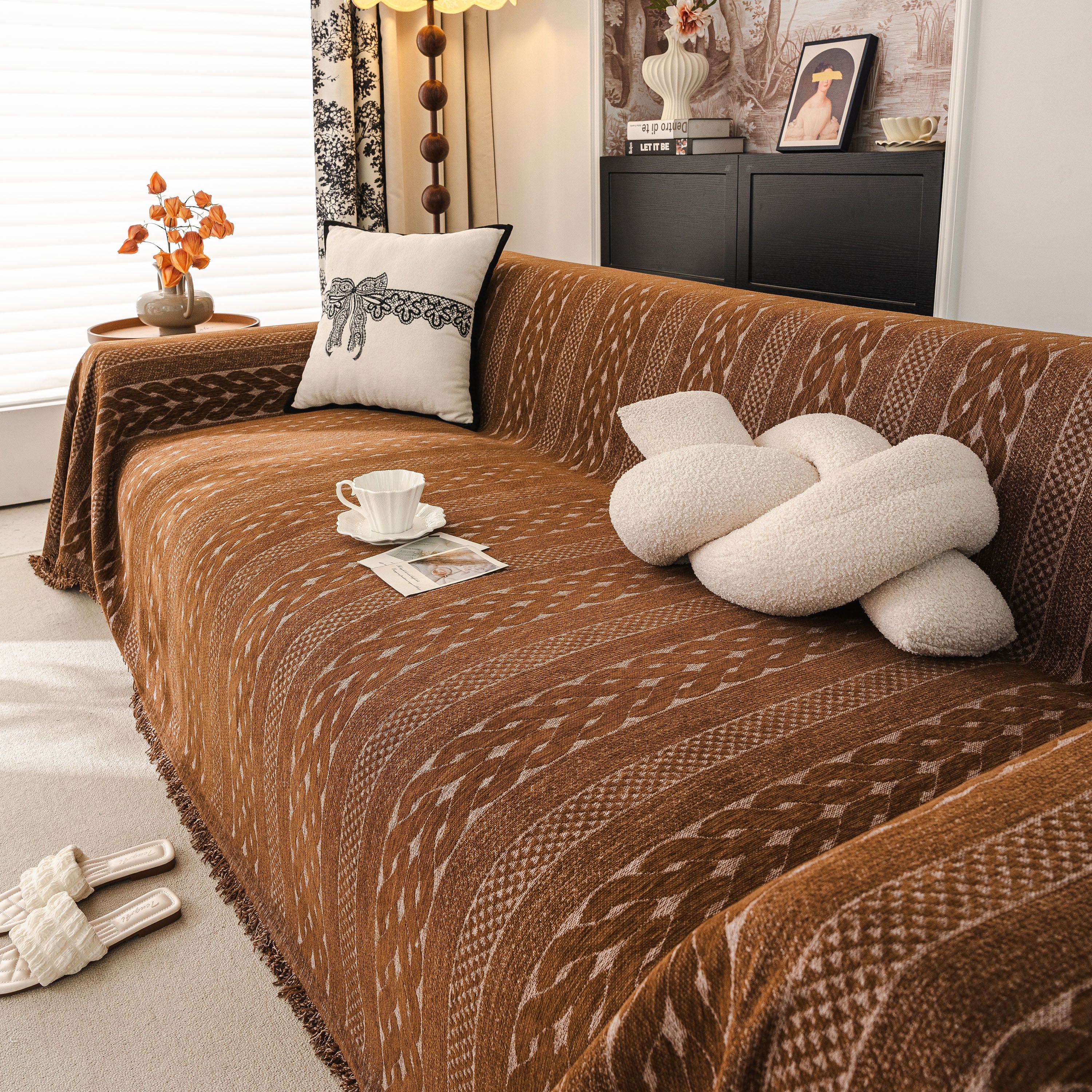 Sofa Cover Blanket Throw with Tassels, Decorative Furniture Protector for Dogs/Pets - Image 24