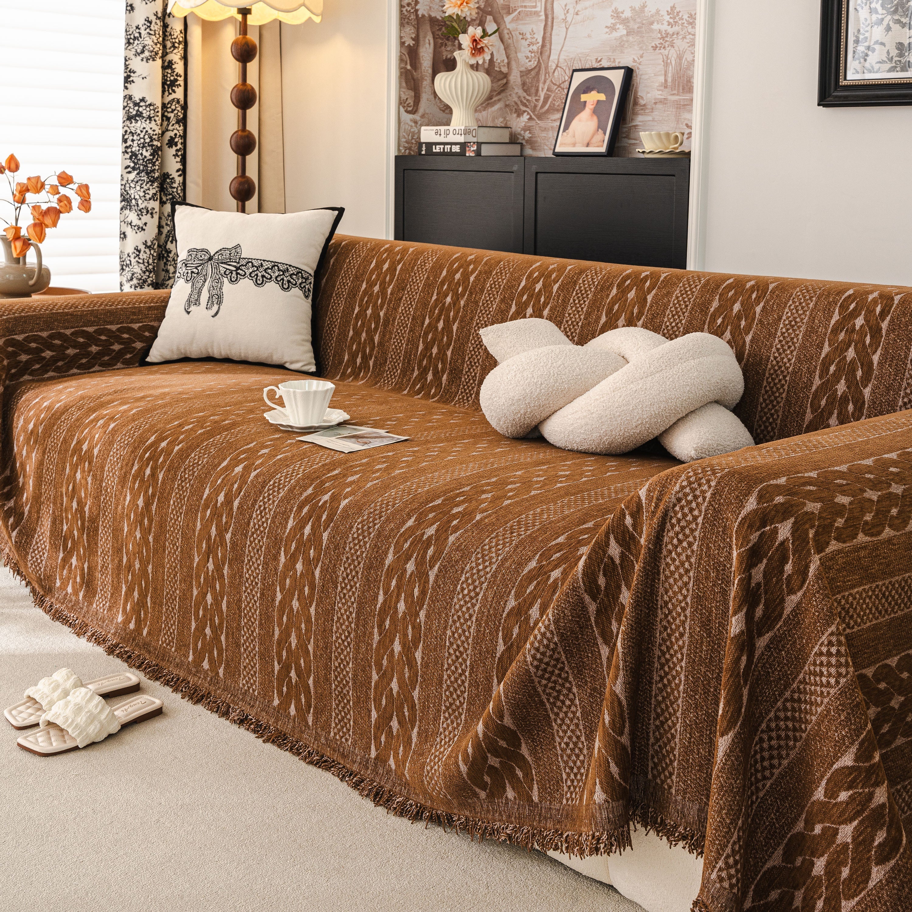 Sofa Cover Blanket Throw with Tassels, Decorative Furniture Protector for Dogs/Pets - Image 25