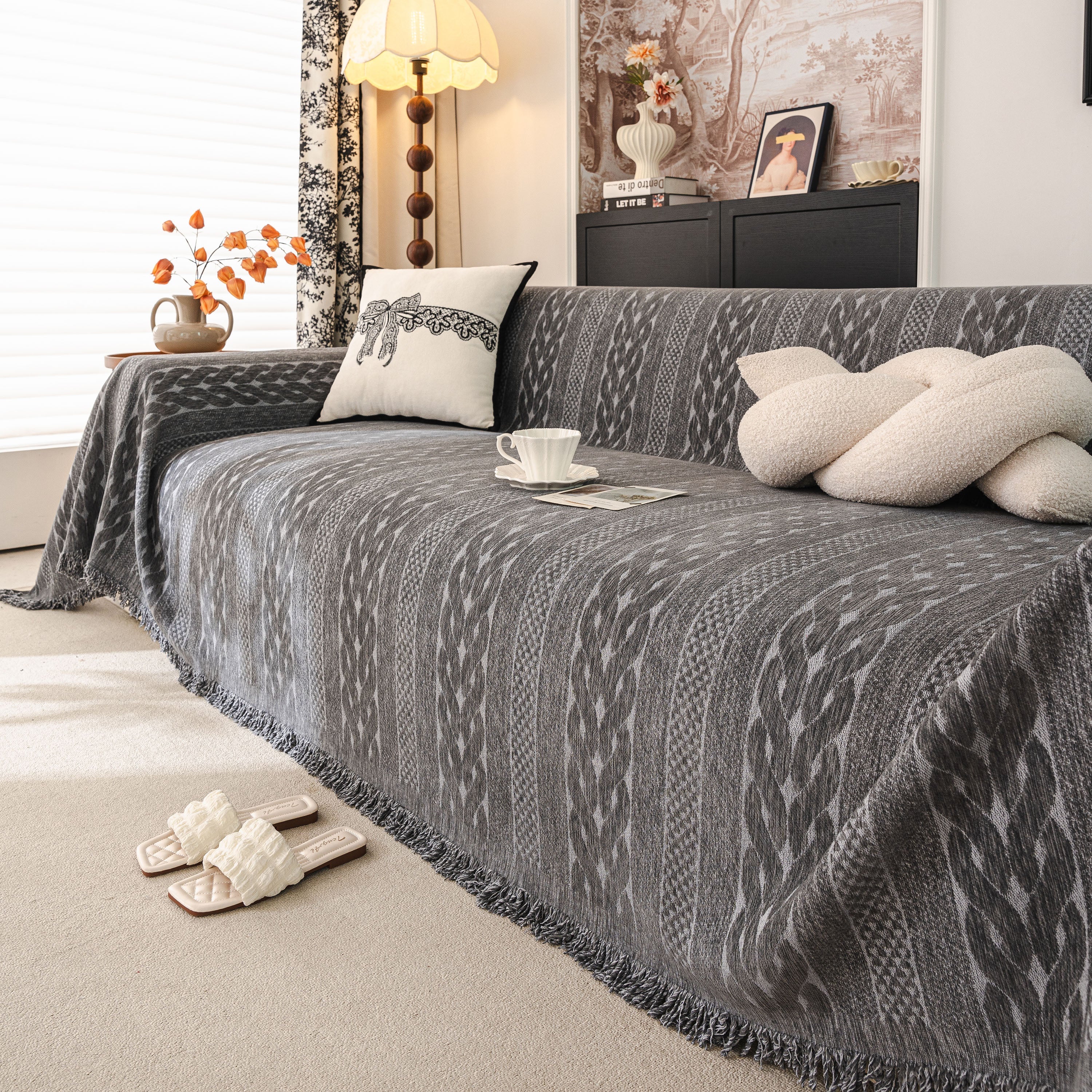Sofa Cover Blanket Throw with Tassels, Decorative Furniture Protector for Dogs/Pets - Image 27