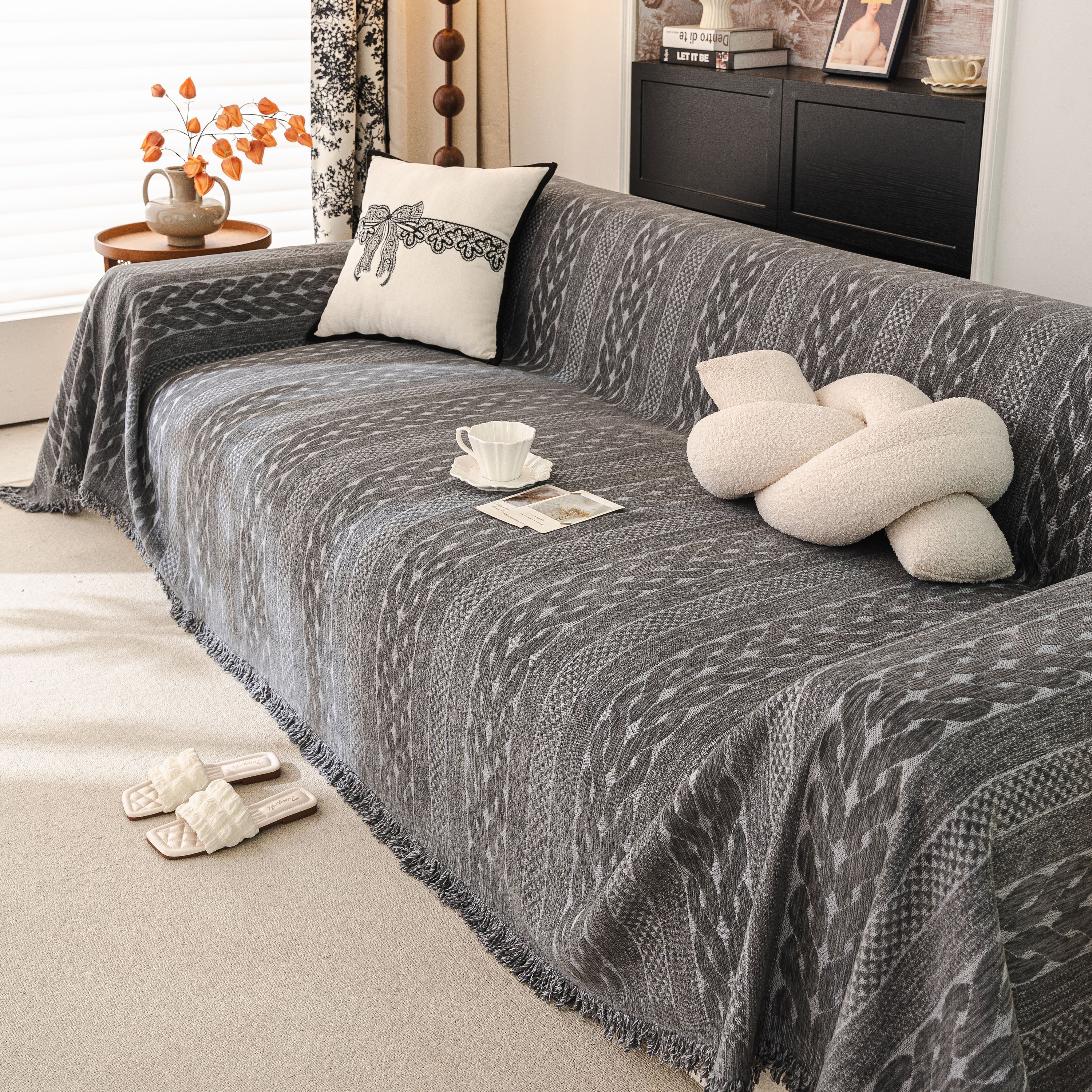 Sofa Cover Blanket Throw with Tassels, Decorative Furniture Protector for Dogs/Pets - Image 32