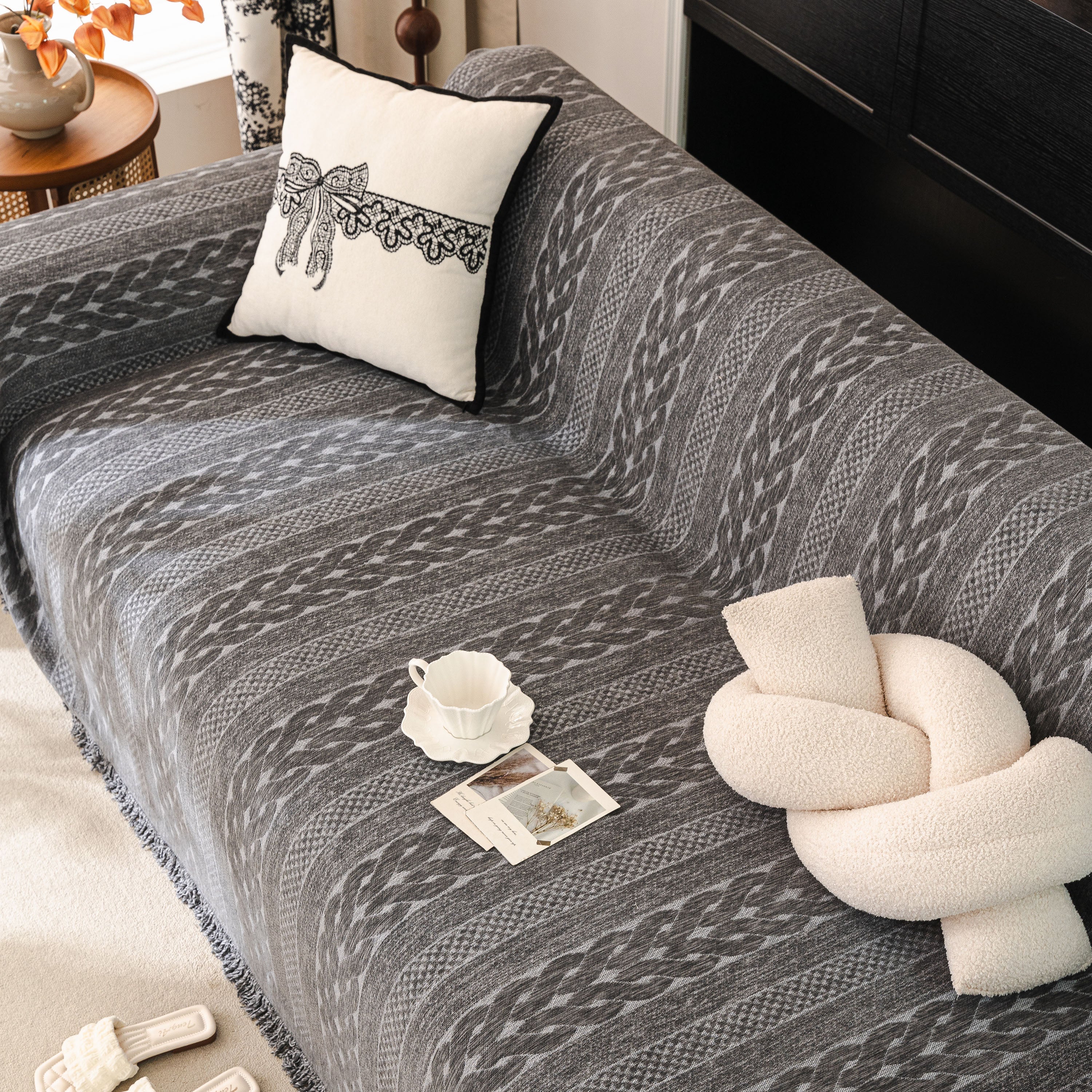 Sofa Cover Blanket Throw with Tassels, Decorative Furniture Protector for Dogs/Pets - Image 35