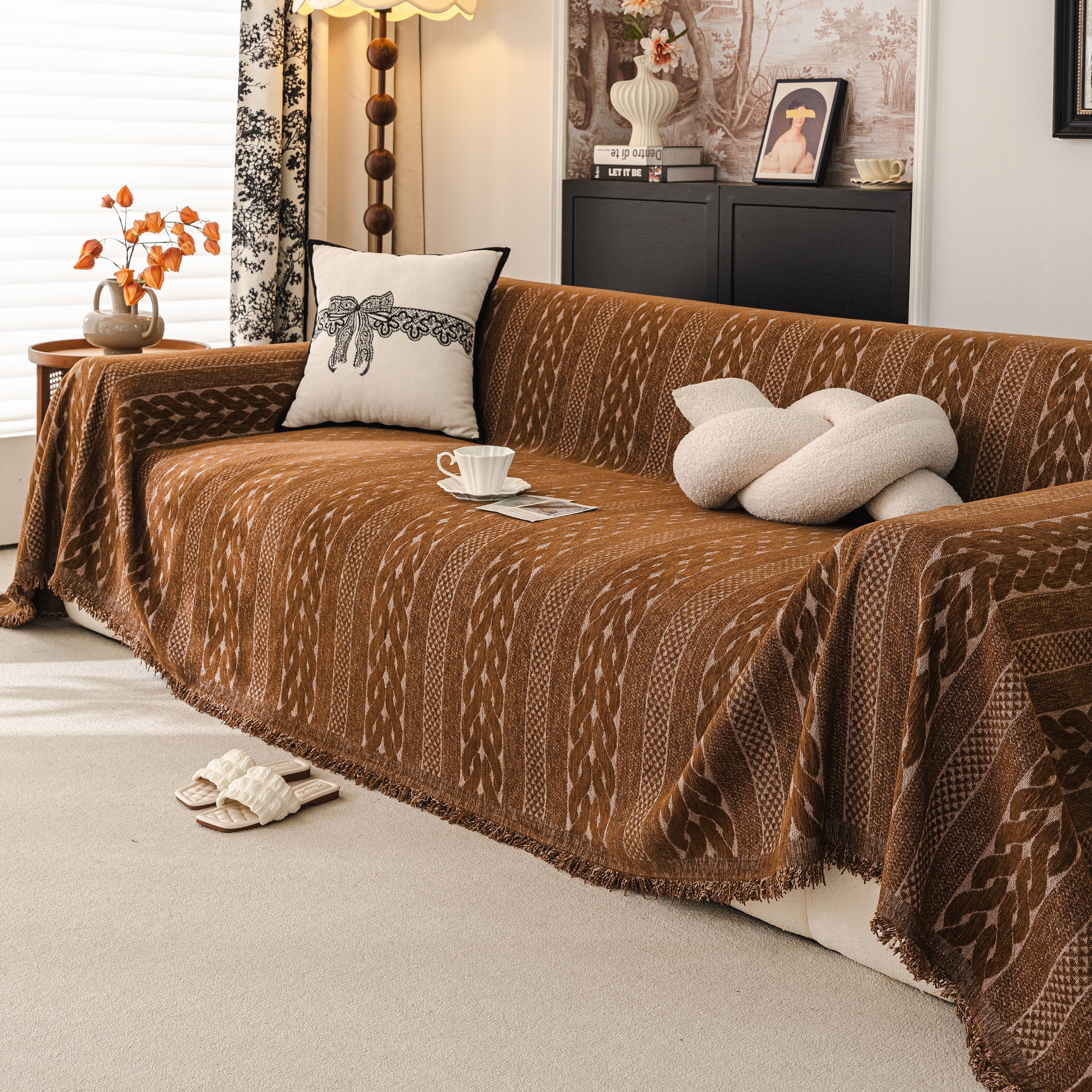 Sofa Cover Blanket Throw with Tassels, Decorative Furniture Protector for Dogs/Pets - Image 4