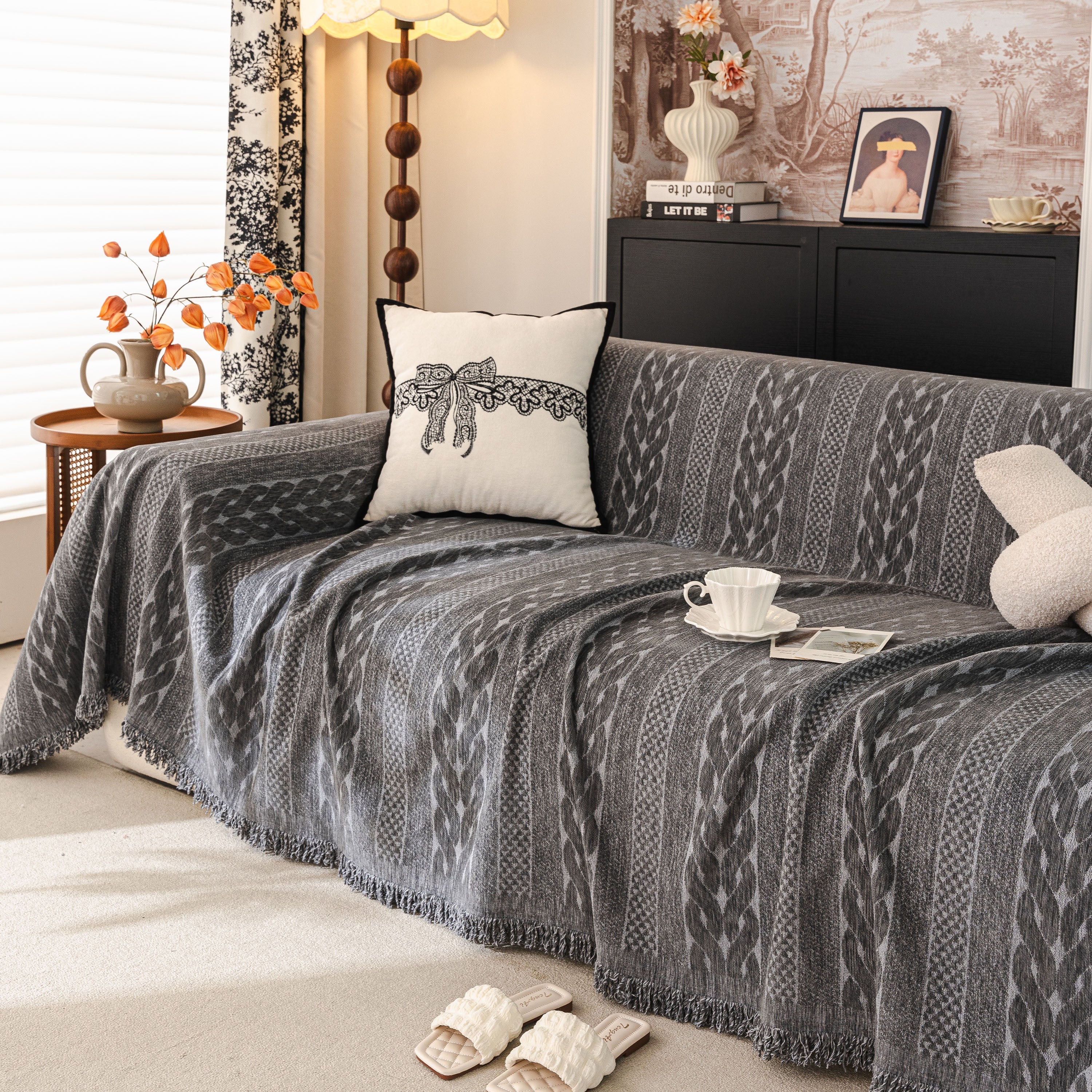 Sofa Cover Blanket Throw with Tassels, Decorative Furniture Protector for Dogs/Pets - Image 40