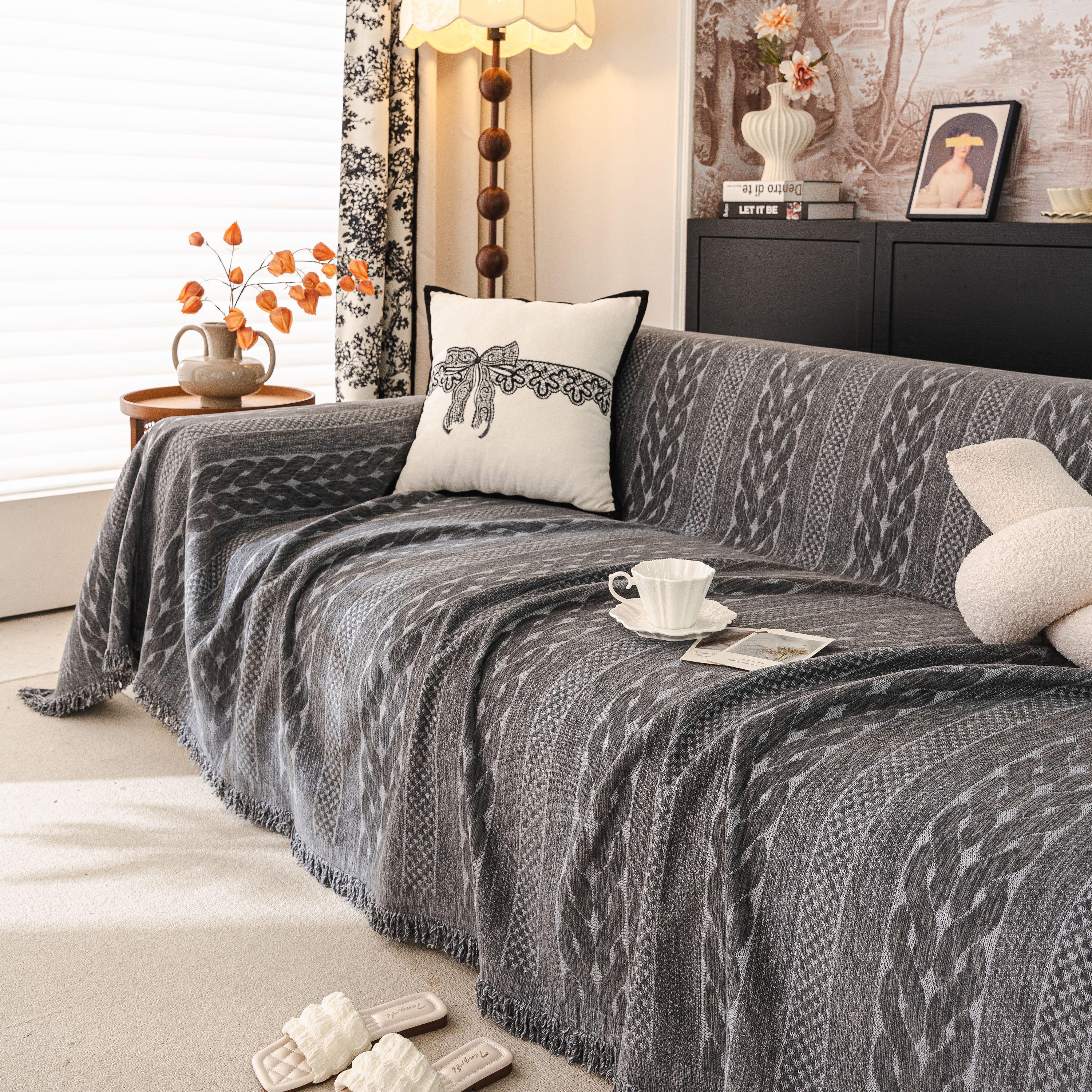Sofa Cover Blanket Throw with Tassels, Decorative Furniture Protector for Dogs/Pets - Image 41