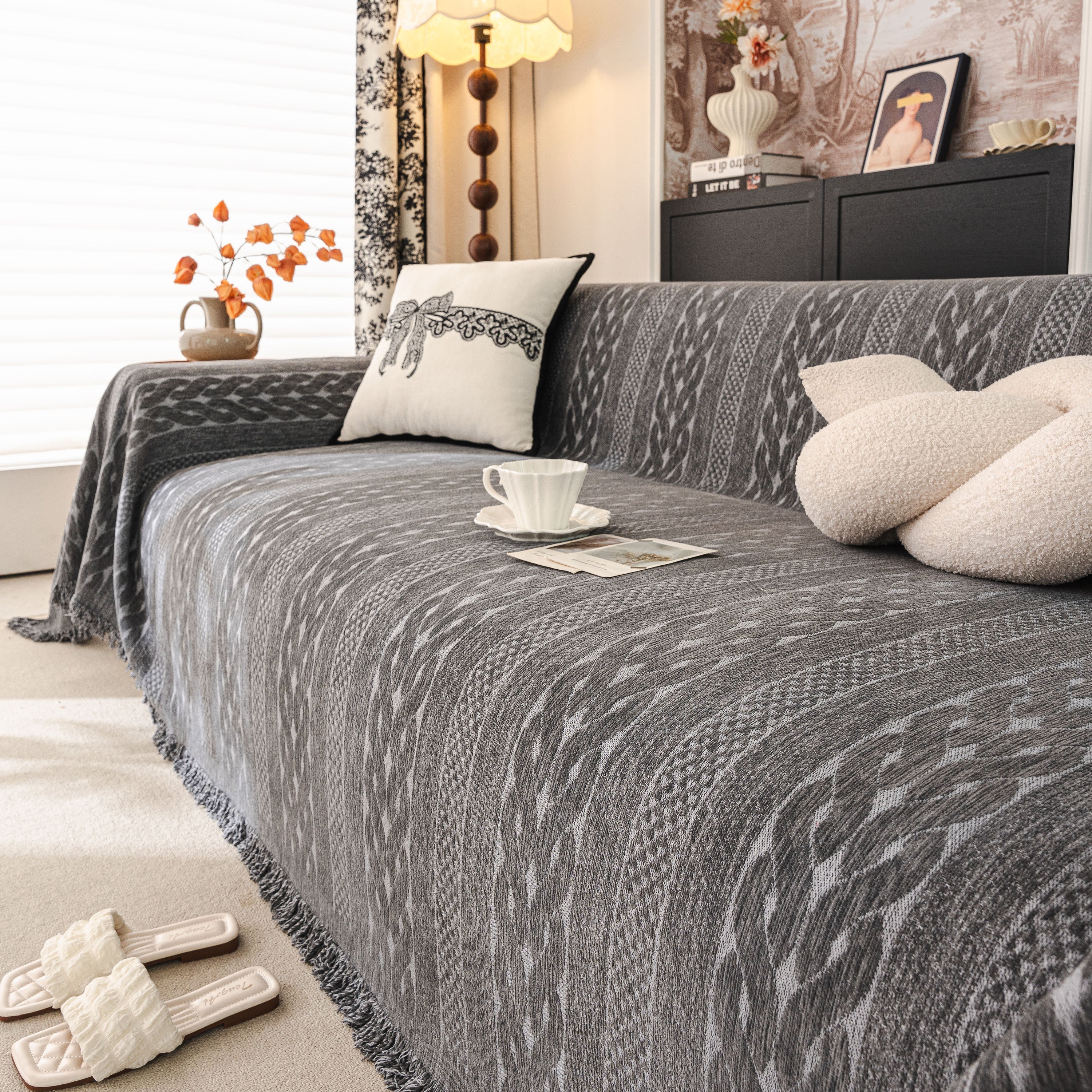 Sofa Cover Blanket Throw with Tassels, Decorative Furniture Protector for Dogs/Pets - Image 46