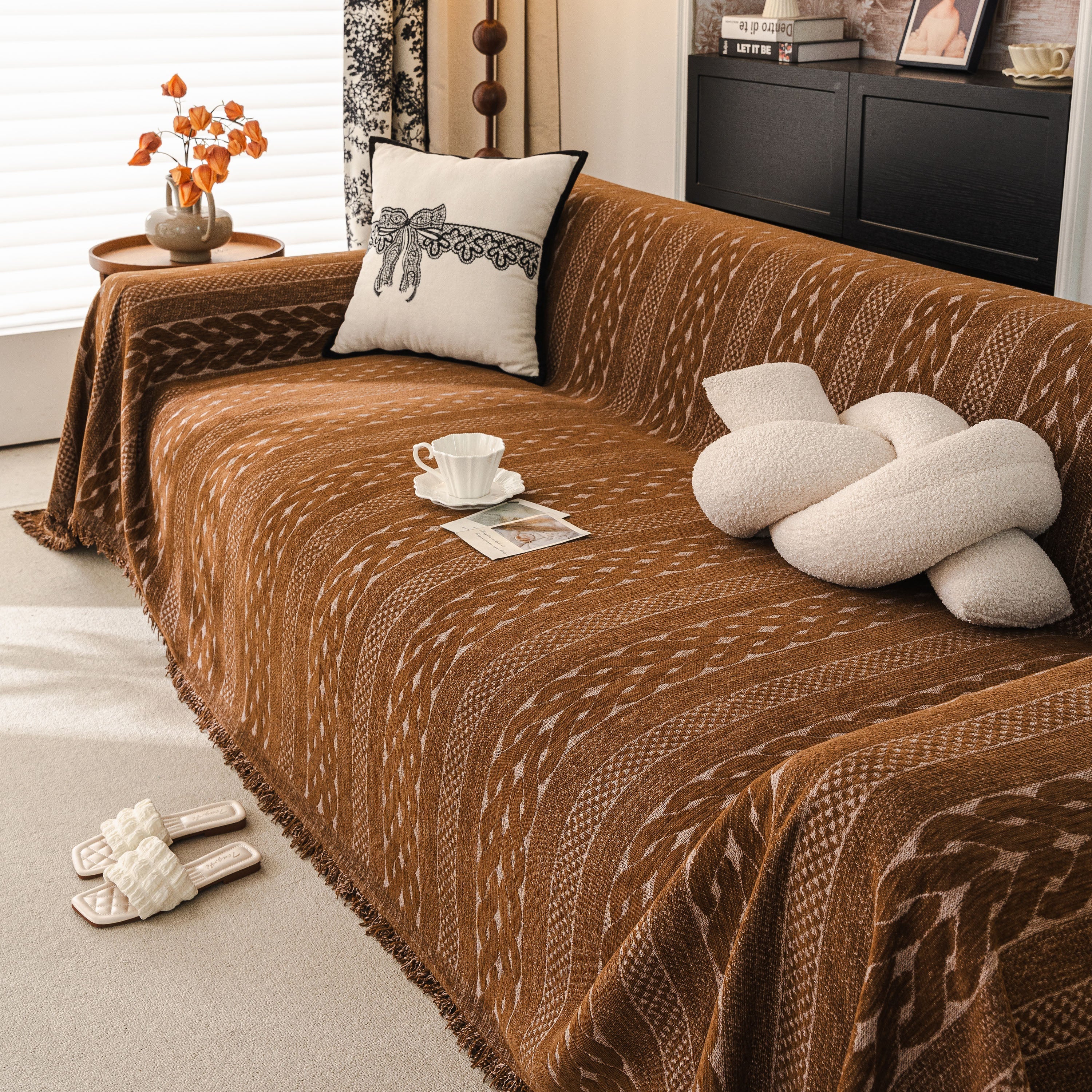 Sofa Cover Blanket Throw with Tassels, Decorative Furniture Protector for Dogs/Pets - Image 5