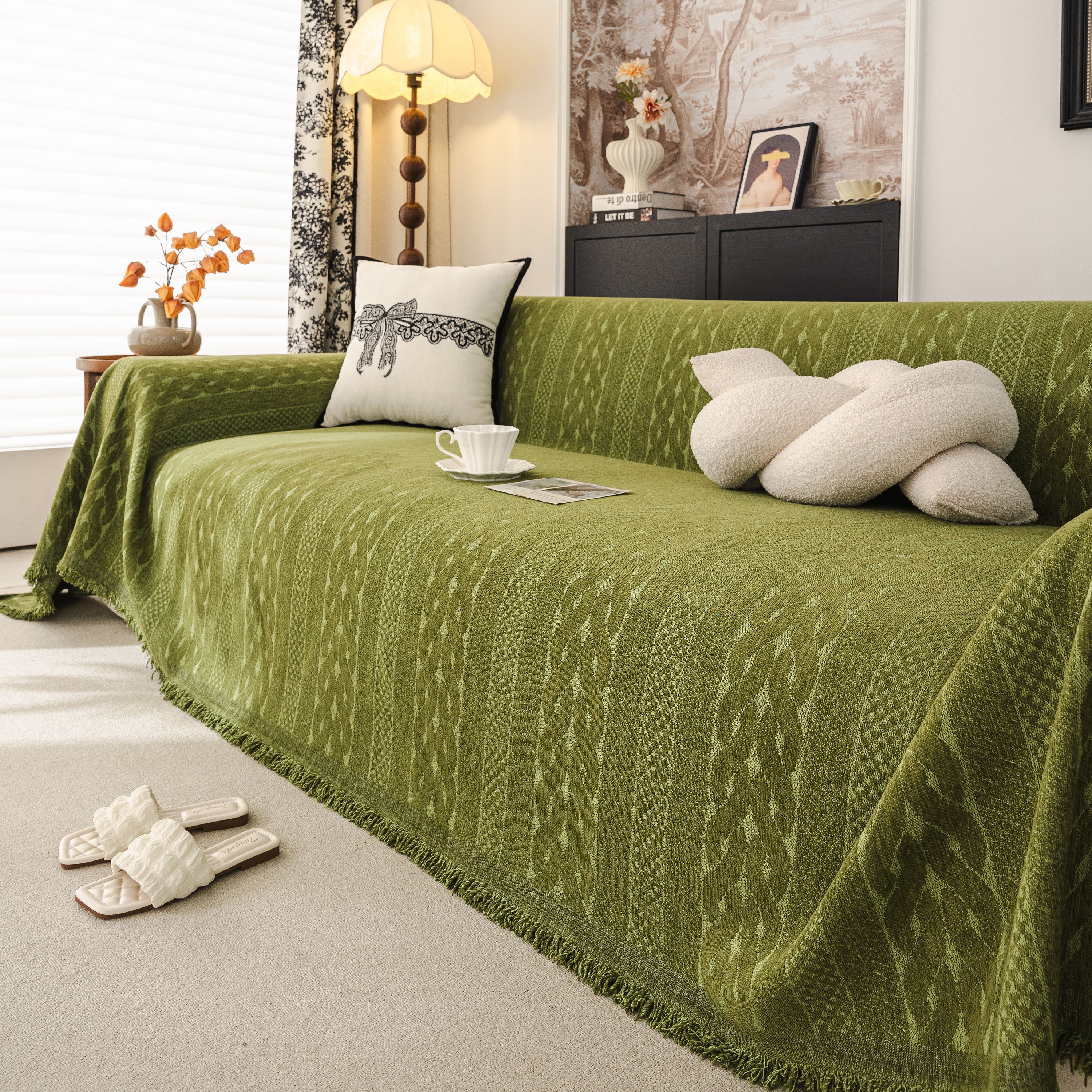 Sofa Cover Blanket Throw with Tassels, Decorative Furniture Protector for Dogs/Pets - Image 52