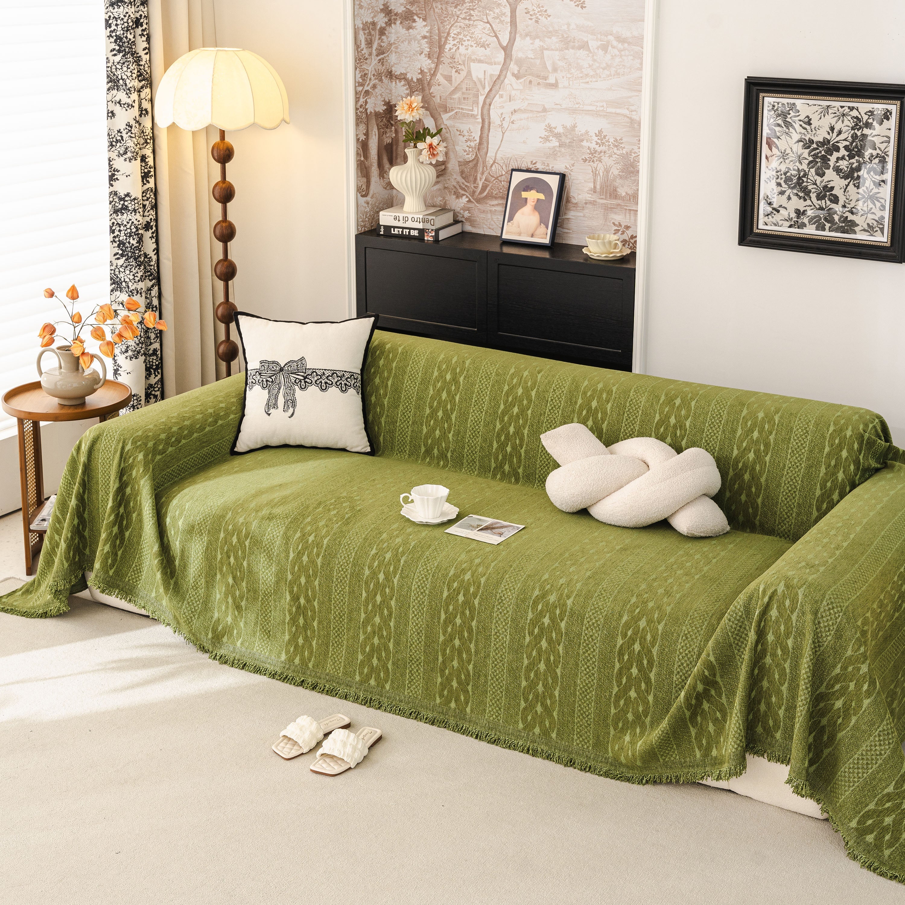 Sofa Cover Blanket Throw with Tassels, Decorative Furniture Protector for Dogs/Pets - Image 56