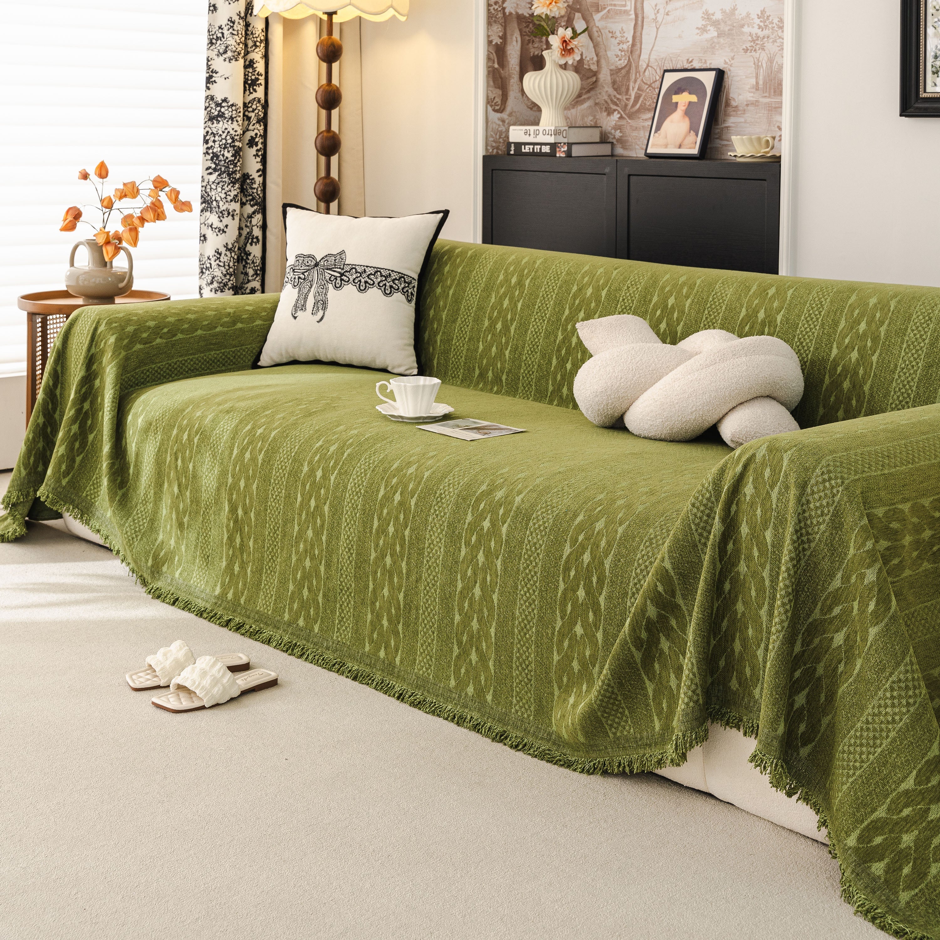 Sofa Cover Blanket Throw with Tassels, Decorative Furniture Protector for Dogs/Pets - Image 57