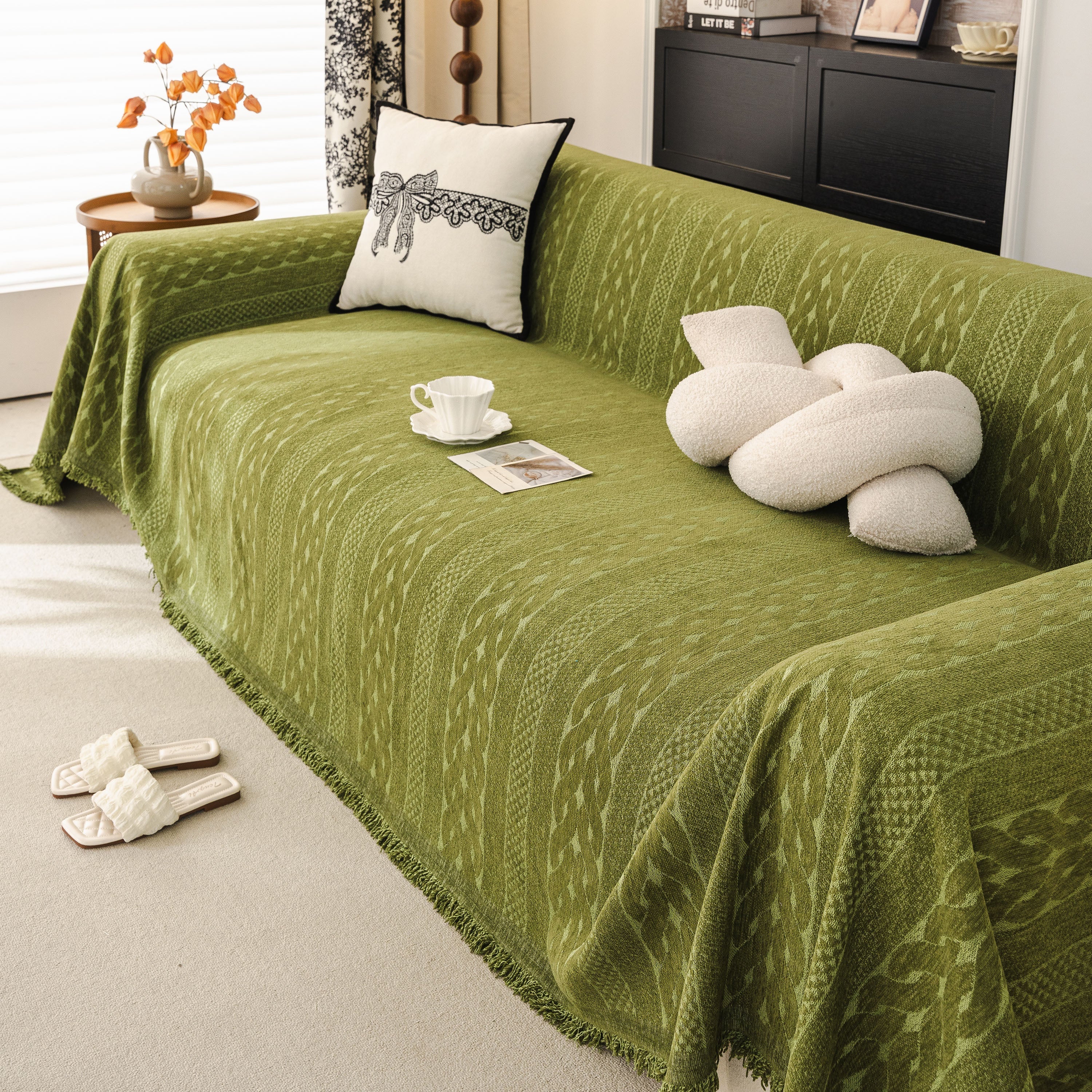 Sofa Cover Blanket Throw with Tassels, Decorative Furniture Protector for Dogs/Pets - Image 58