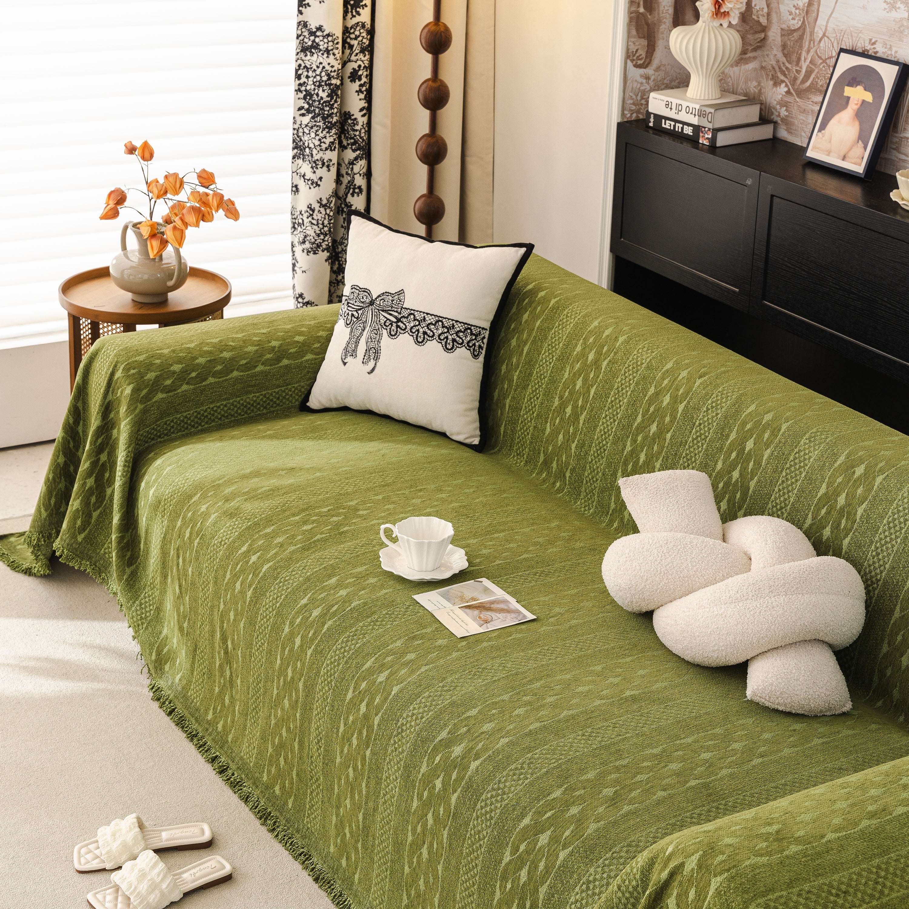 Sofa Cover Blanket Throw with Tassels, Decorative Furniture Protector for Dogs/Pets - Image 60