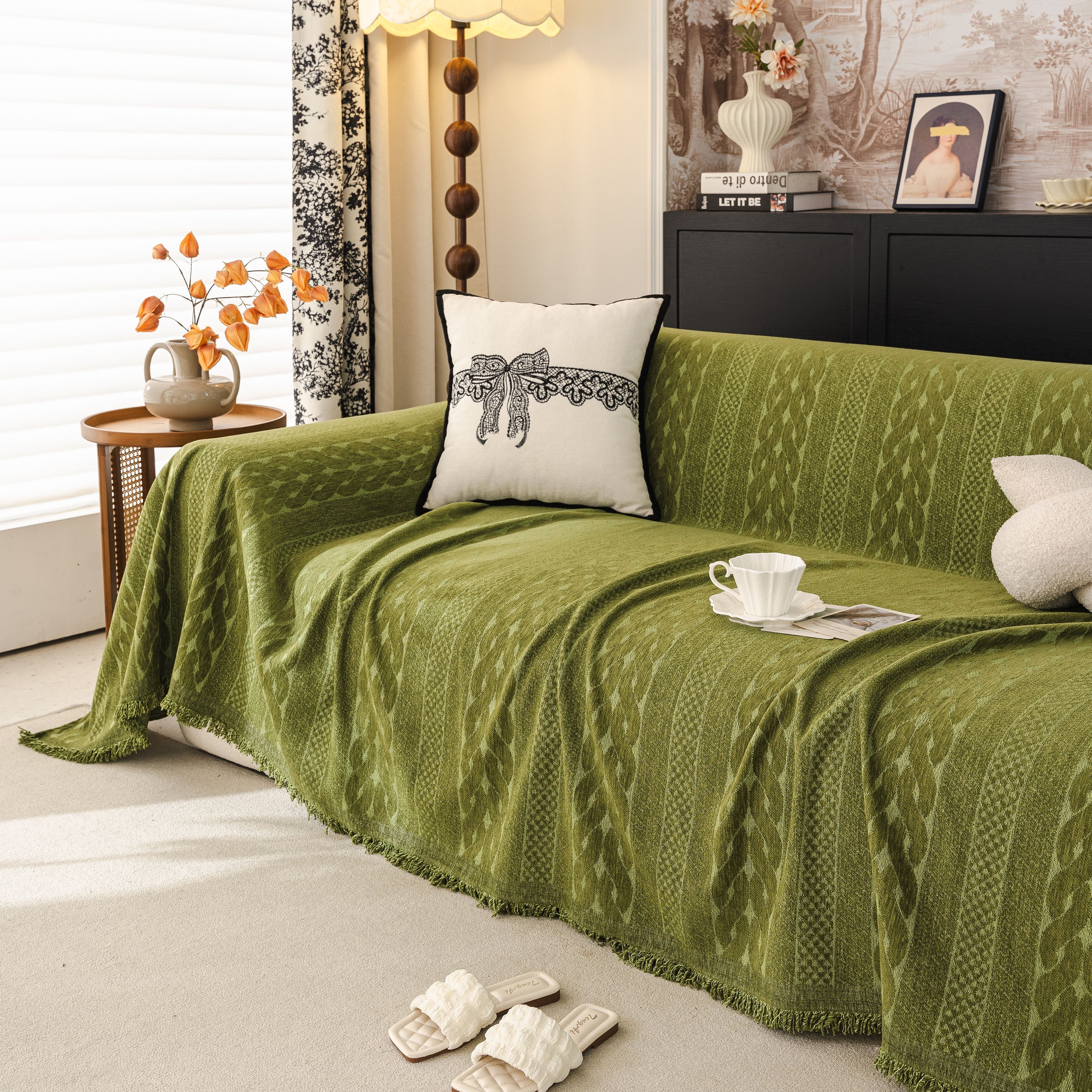 Sofa Cover Blanket Throw with Tassels, Decorative Furniture Protector for Dogs/Pets - Image 66