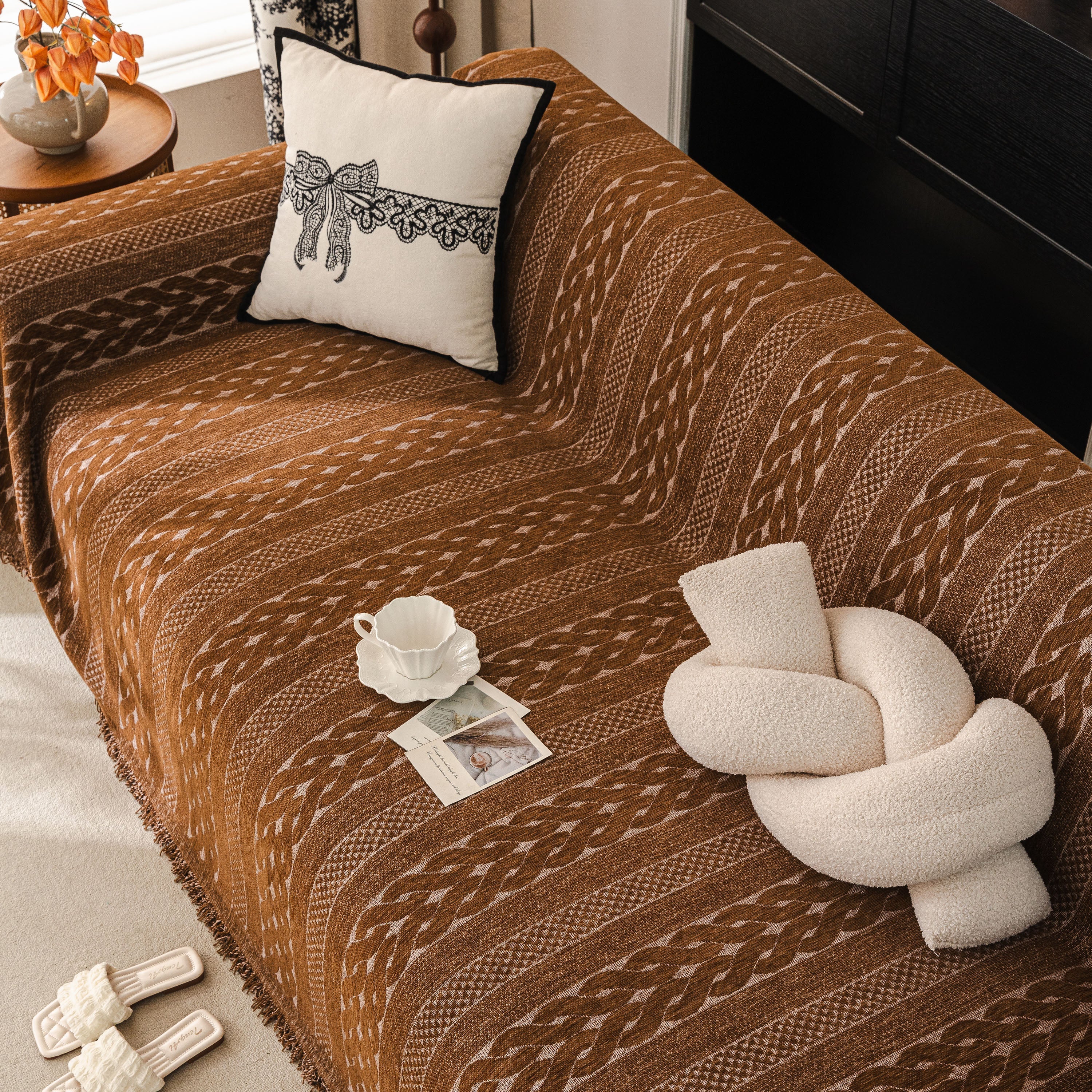 Sofa Cover Blanket Throw with Tassels, Decorative Furniture Protector for Dogs/Pets - Image 7