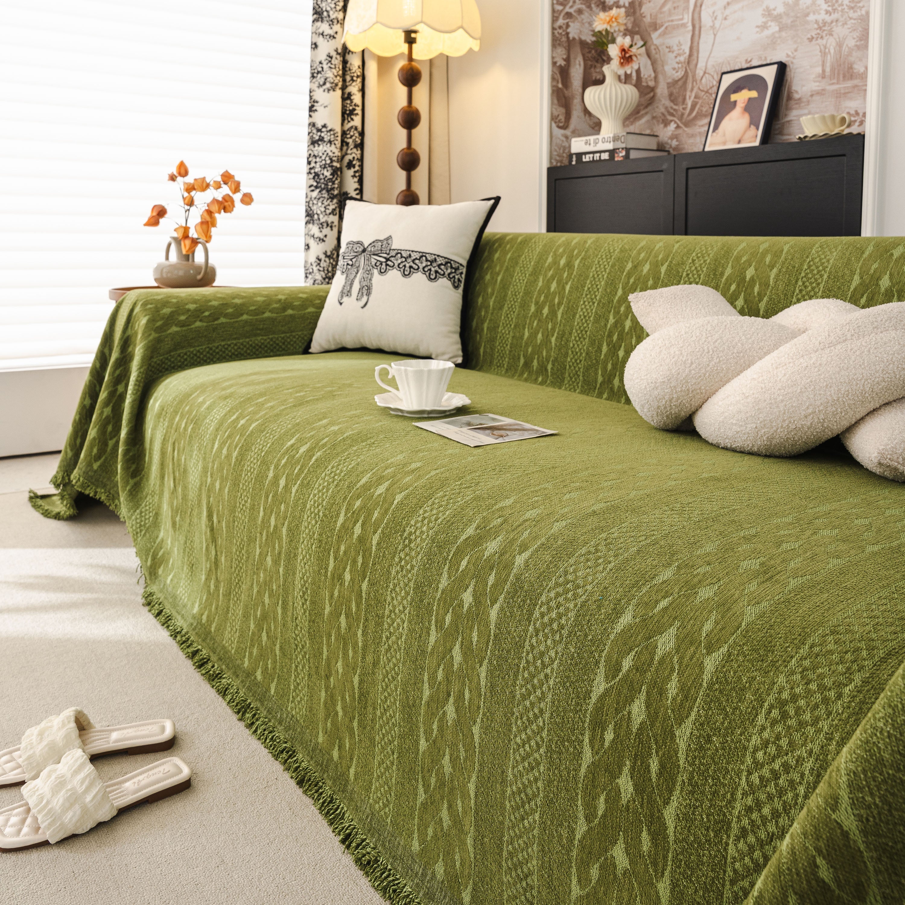 Sofa Cover Blanket Throw with Tassels, Decorative Furniture Protector for Dogs/Pets - Image 73