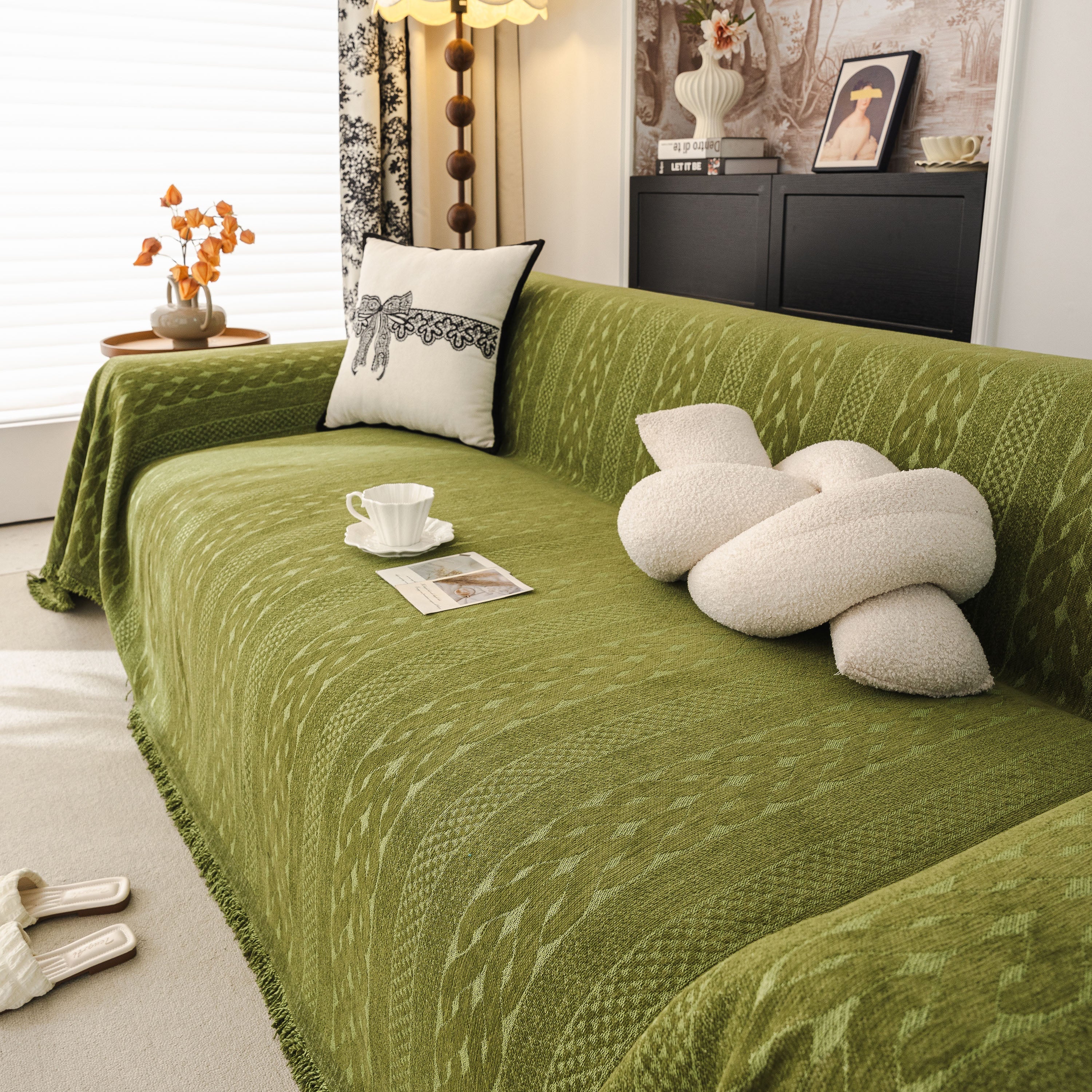 Sofa Cover Blanket Throw with Tassels, Decorative Furniture Protector for Dogs/Pets - Image 74