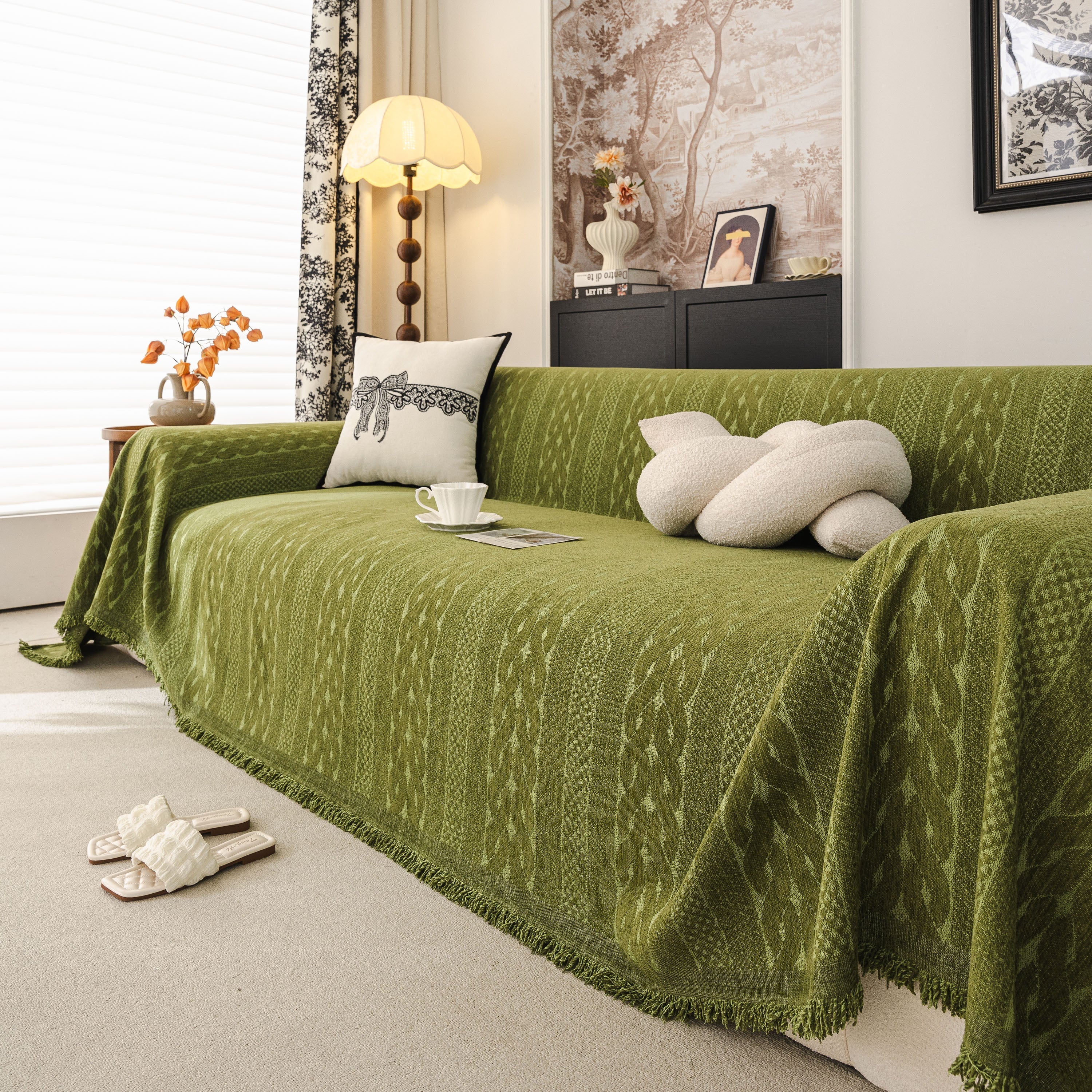 Sofa Cover Blanket Throw with Tassels, Decorative Furniture Protector for Dogs/Pets - Image 75