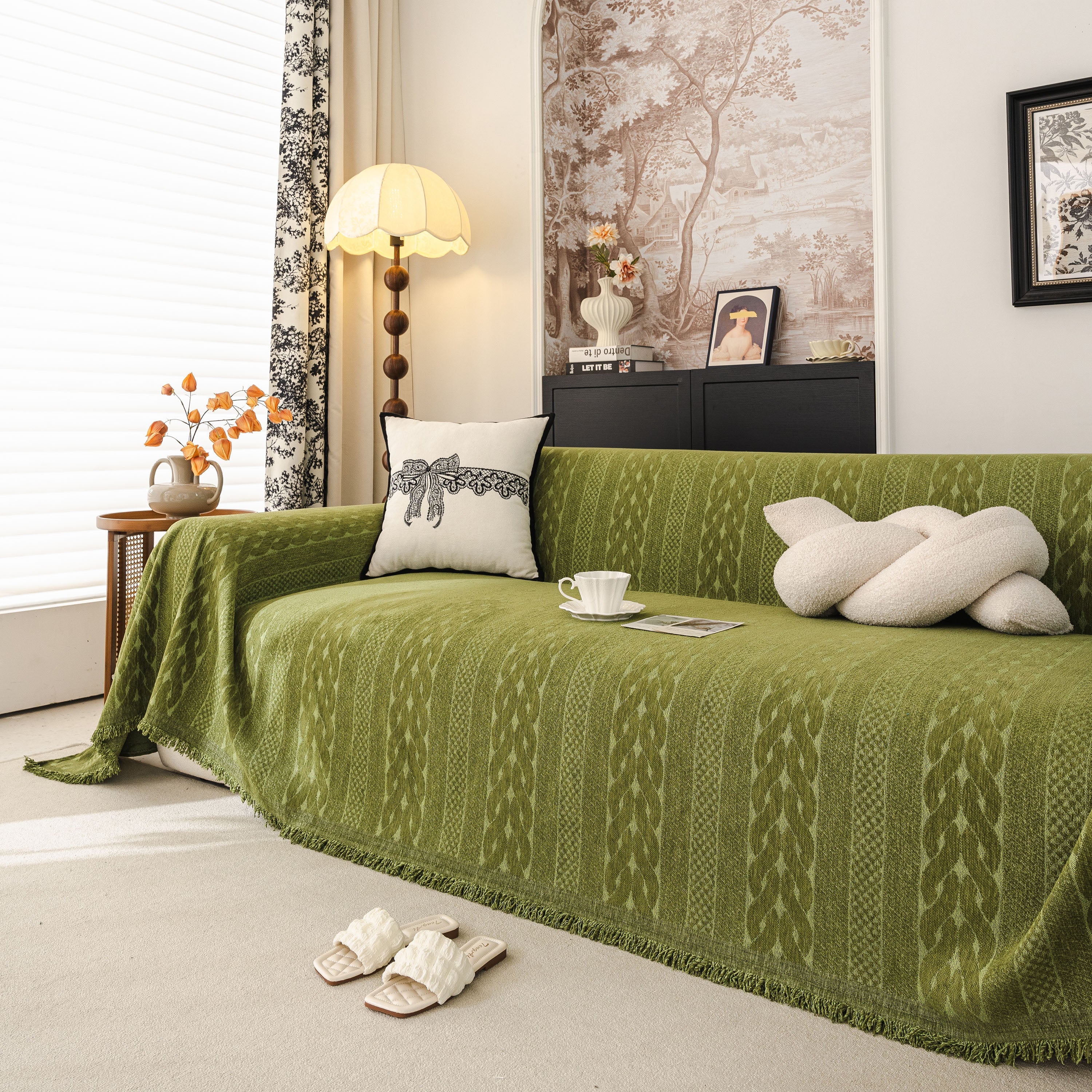 Sofa Cover Blanket Throw with Tassels, Decorative Furniture Protector for Dogs/Pets - Image 76
