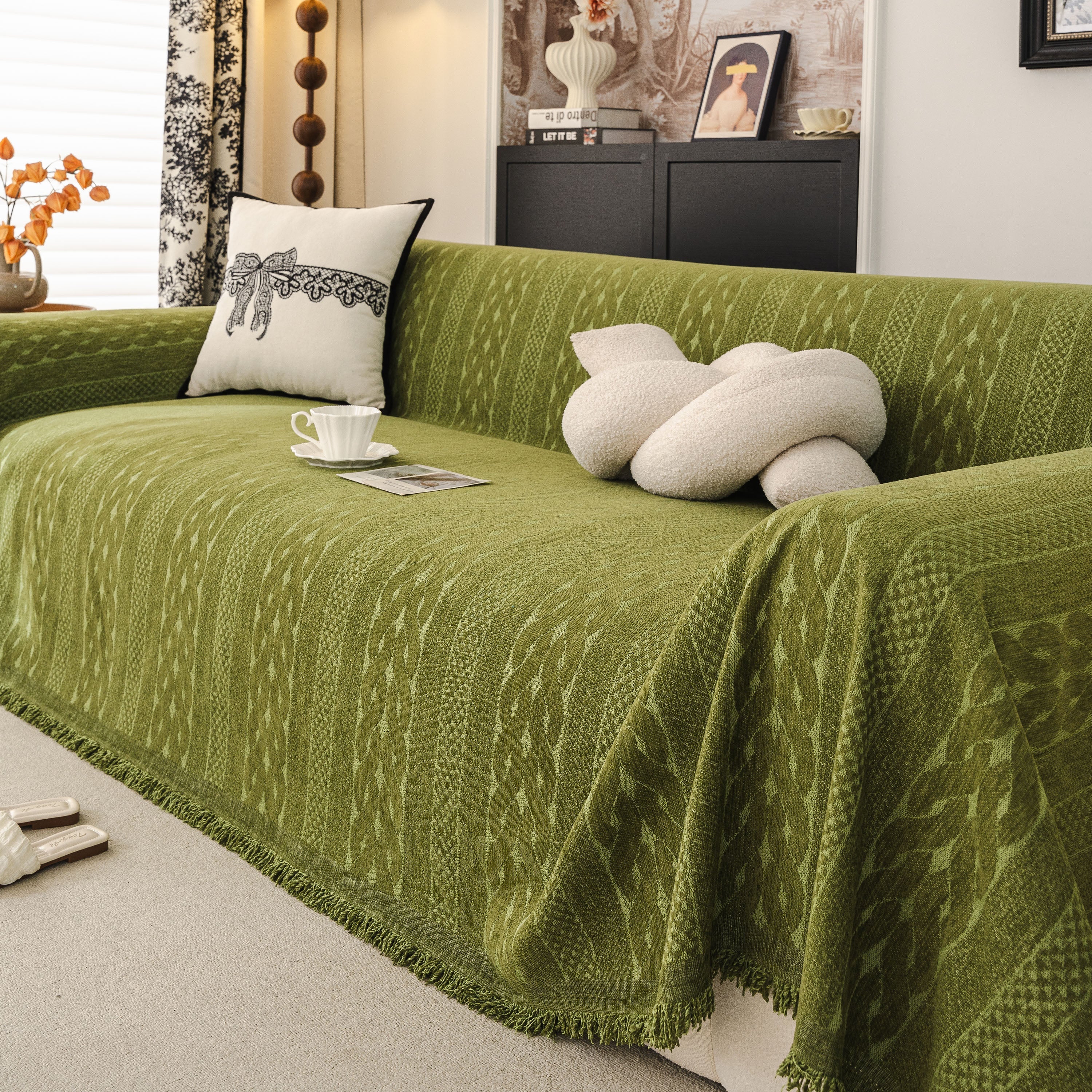 Sofa Cover Blanket Throw with Tassels, Decorative Furniture Protector for Dogs/Pets - Image 77