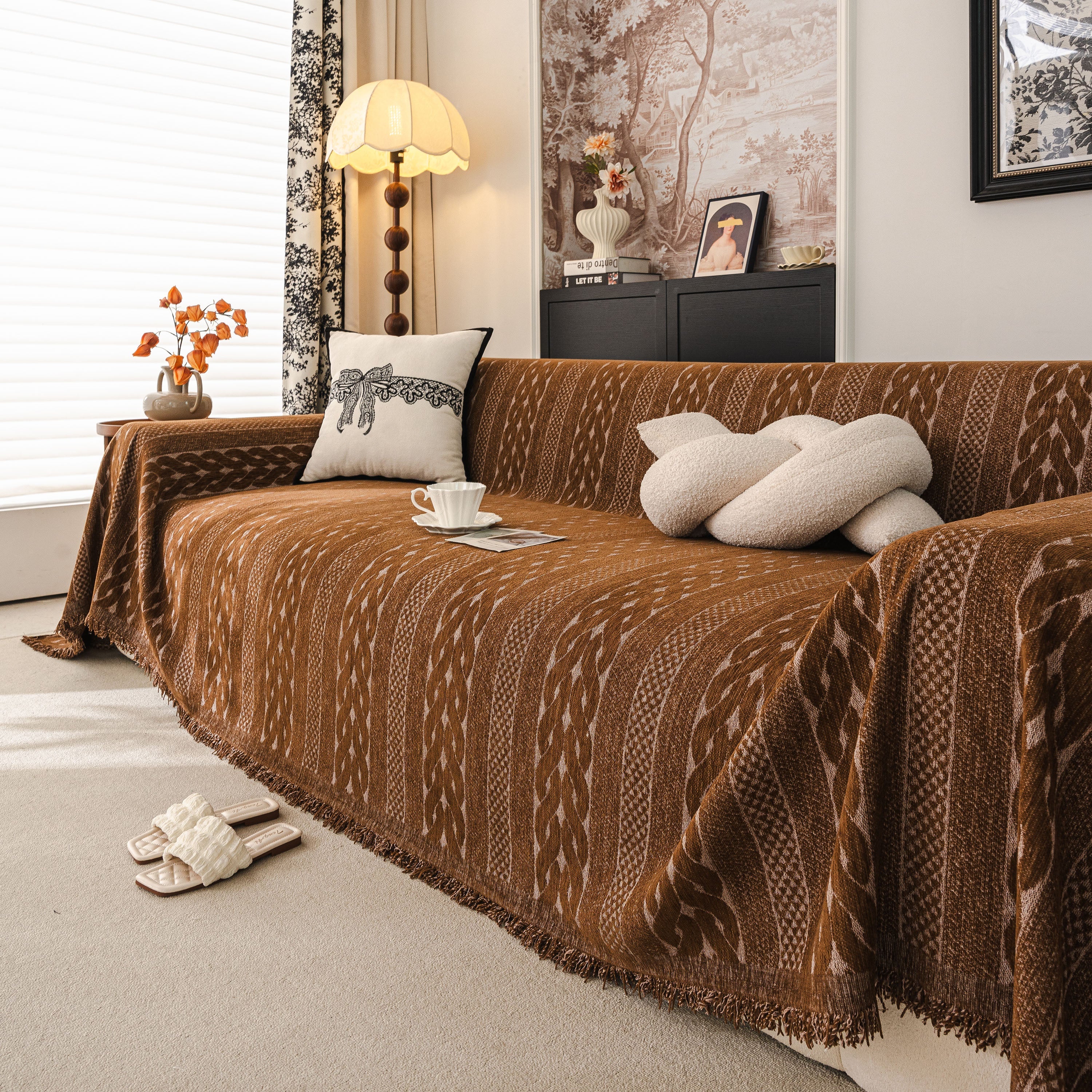 Sofa Cover Blanket Throw with Tassels, Decorative Furniture Protector for Dogs/Pets - Image 8