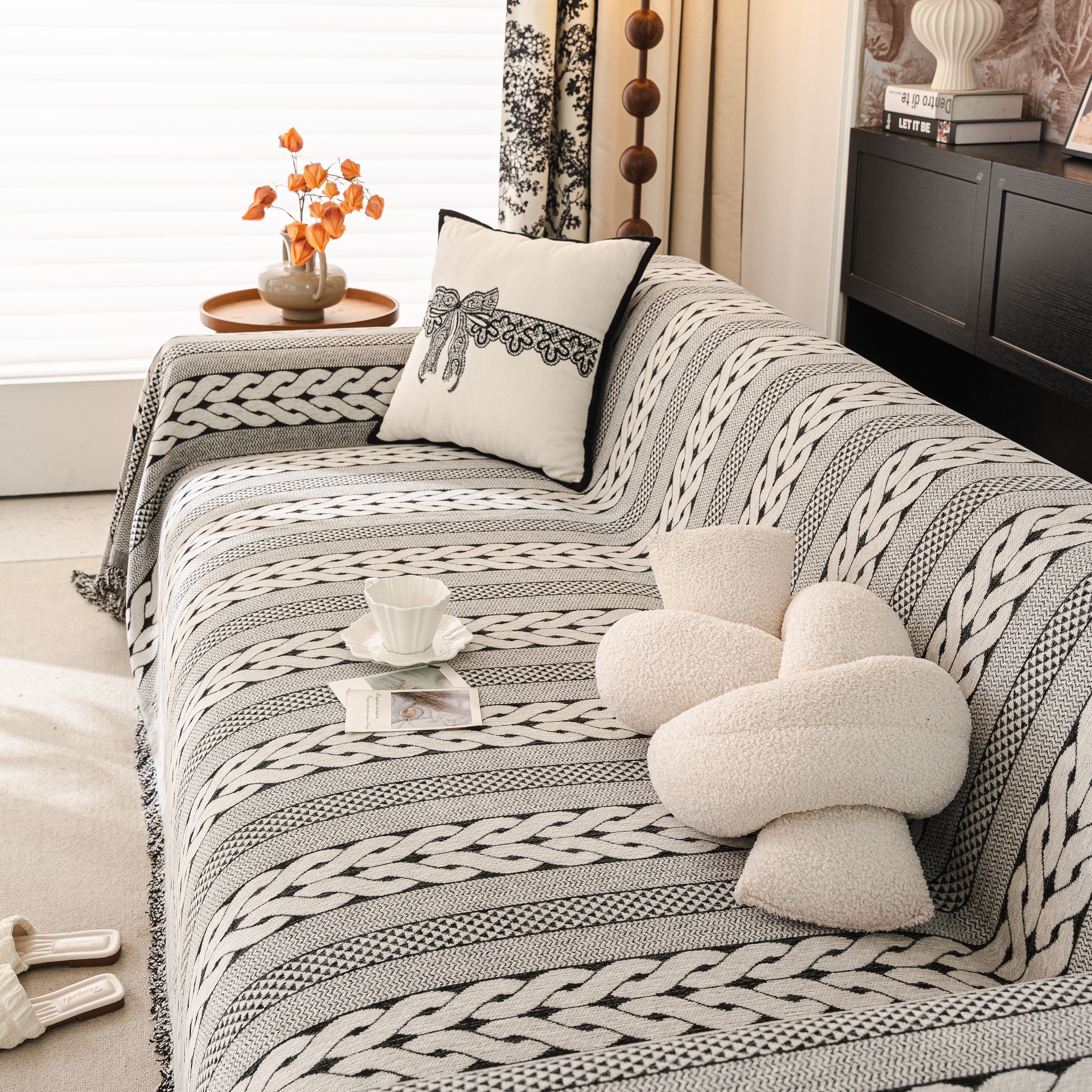 Sofa Cover Blanket Throw with Tassels, Decorative Furniture Protector for Dogs/Pets - Image 84