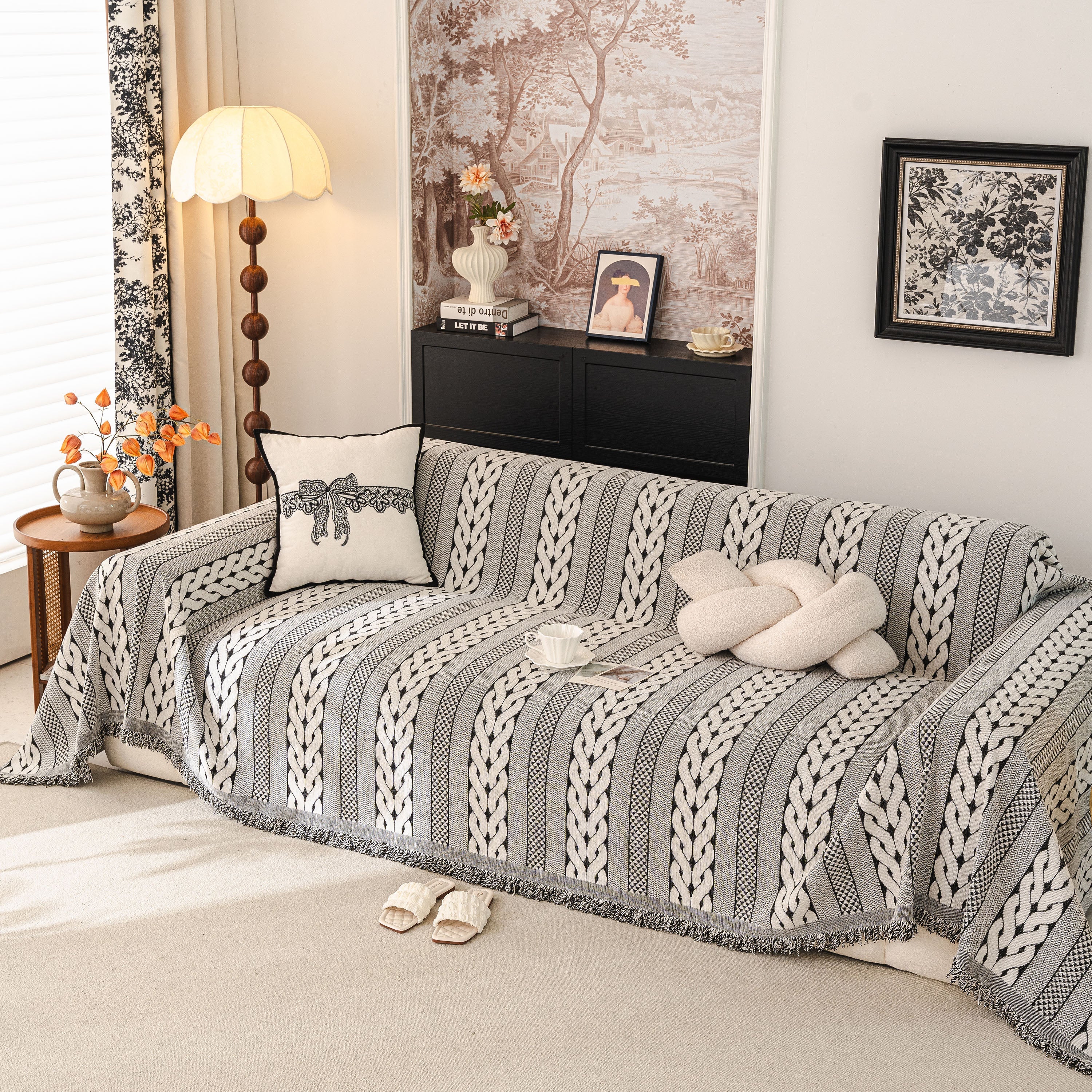 Sofa Cover Blanket Throw with Tassels, Decorative Furniture Protector for Dogs/Pets - Image 85