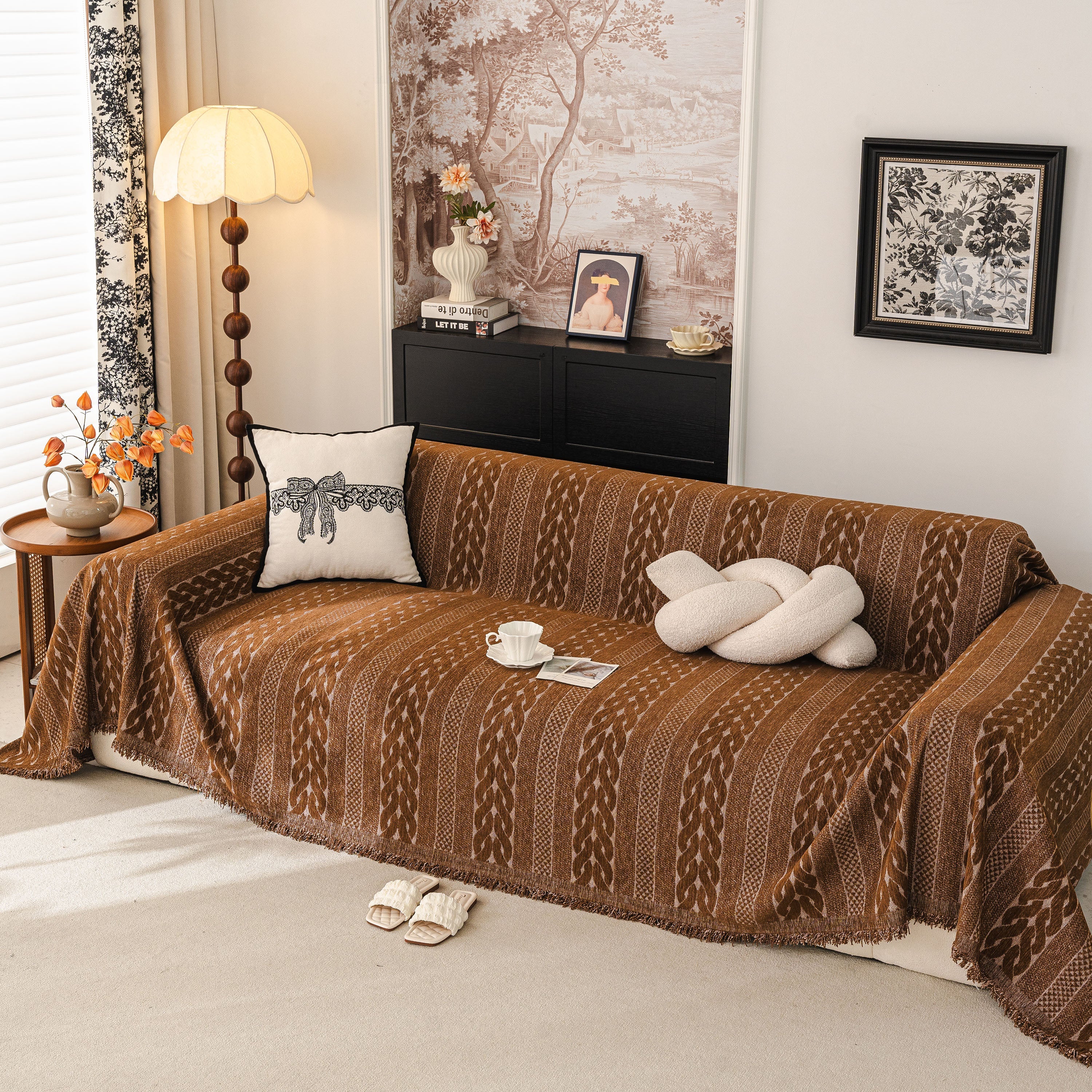 Sofa Cover Blanket Throw with Tassels, Decorative Furniture Protector for Dogs/Pets - Image 9