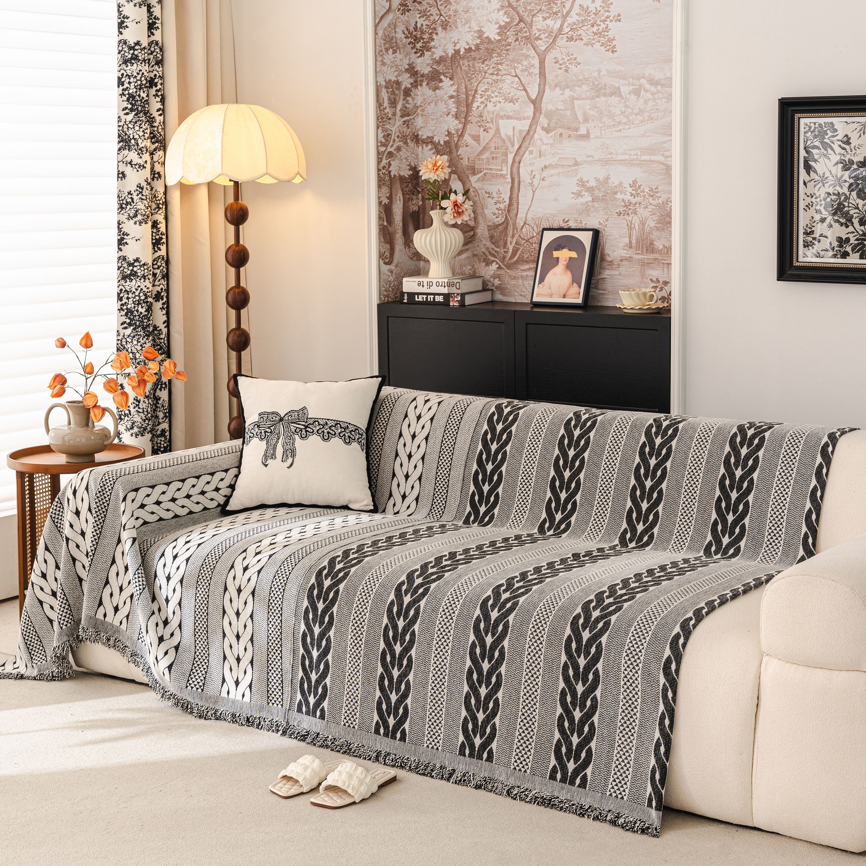 Sofa Cover Blanket Throw with Tassels, Decorative Furniture Protector for Dogs/Pets - Image 93
