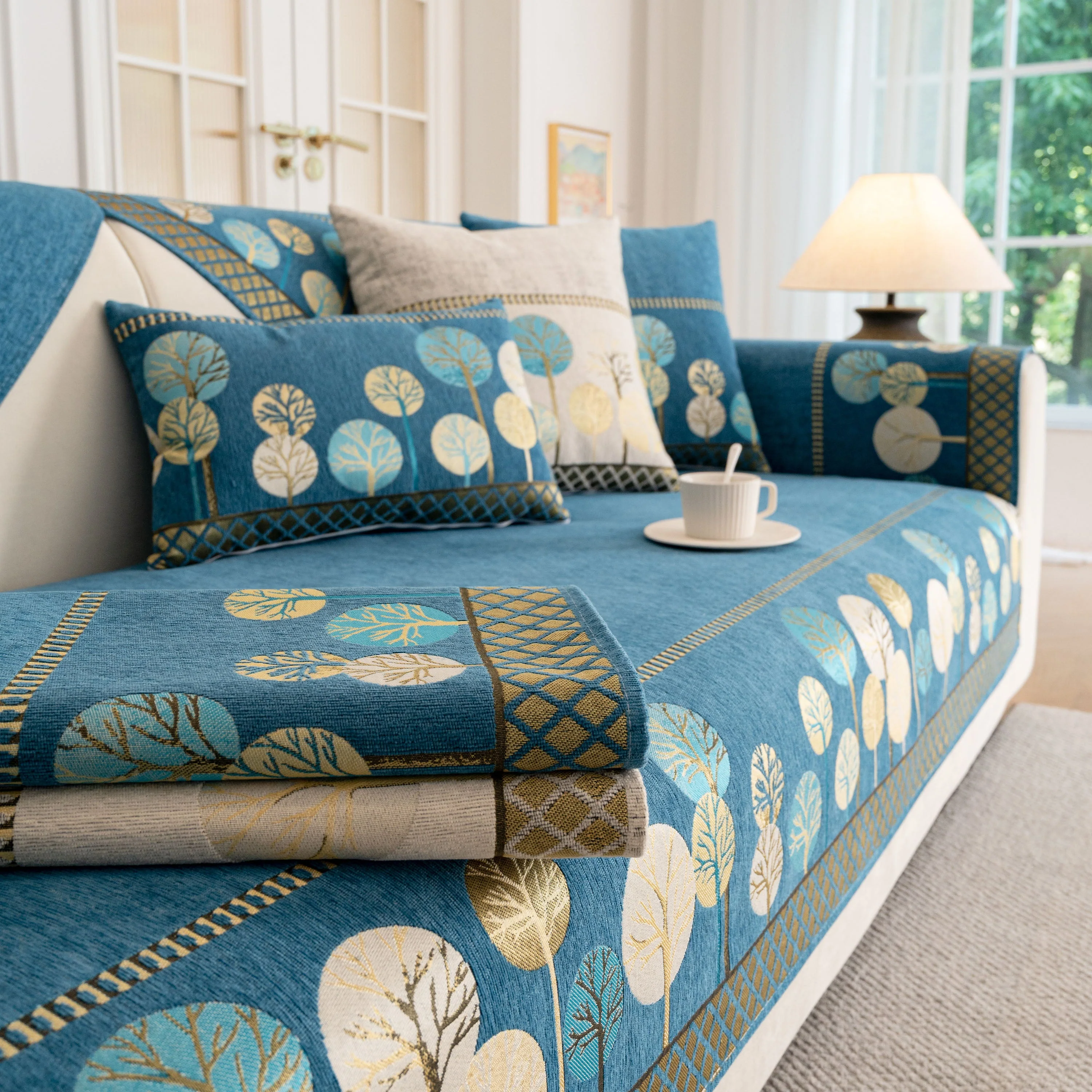 Sofa Cover for Couch, Non-Slip Sectional Couch Cover with Woven Tree Pattern - Image 10