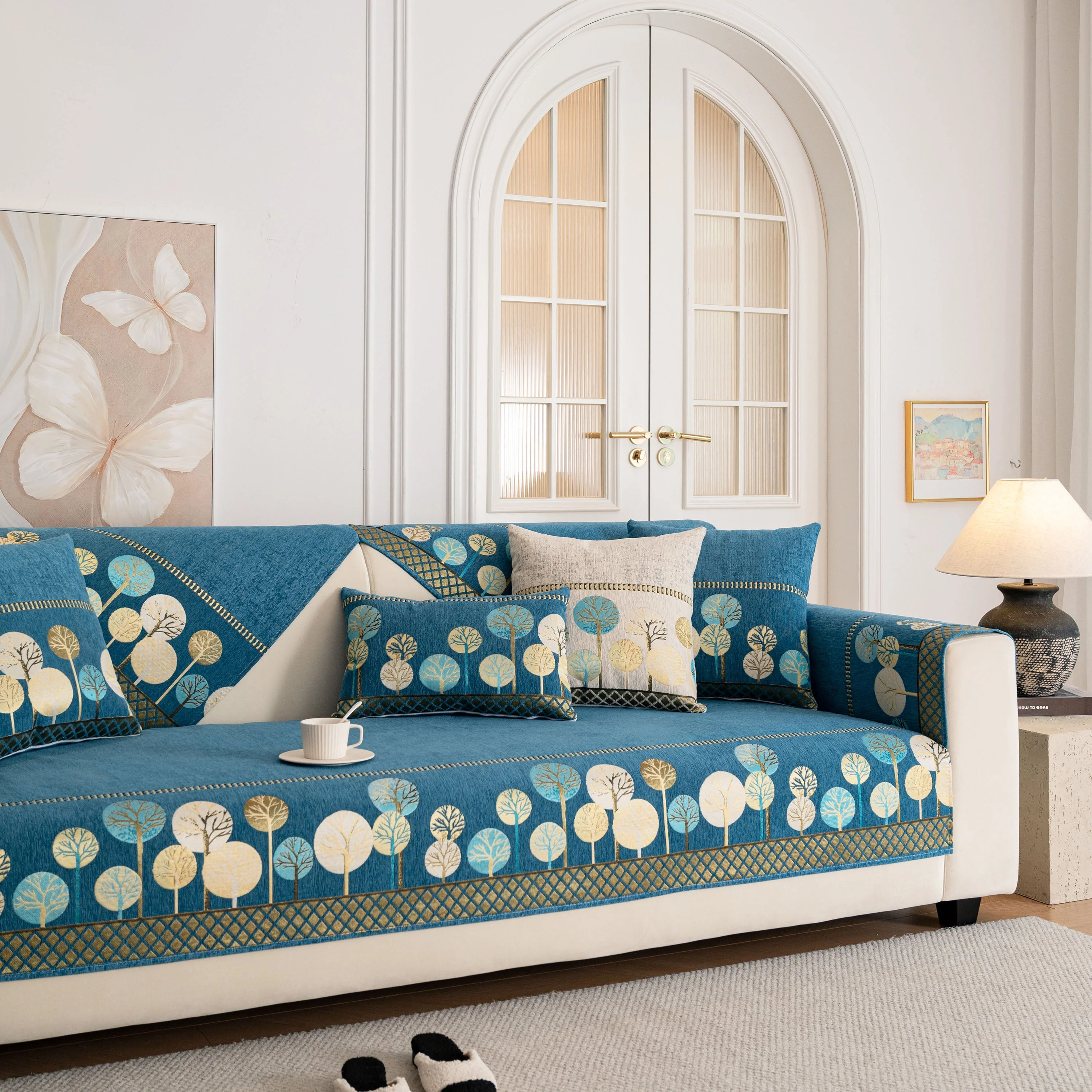 Sofa Cover for Couch, Non-Slip Sectional Couch Cover with Woven Tree Pattern - Image 11