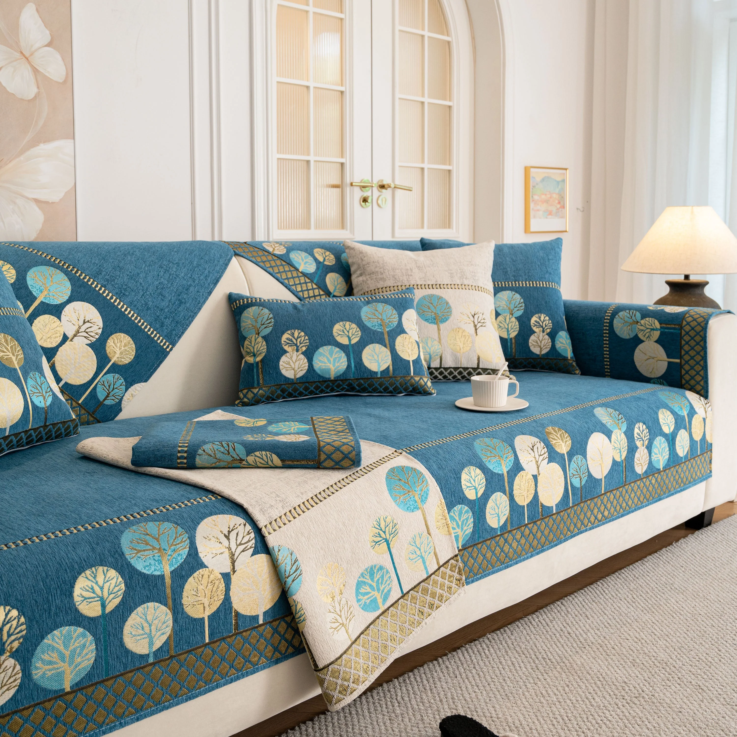 Sofa Cover for Couch, Non-Slip Sectional Couch Cover with Woven Tree Pattern - Image 15