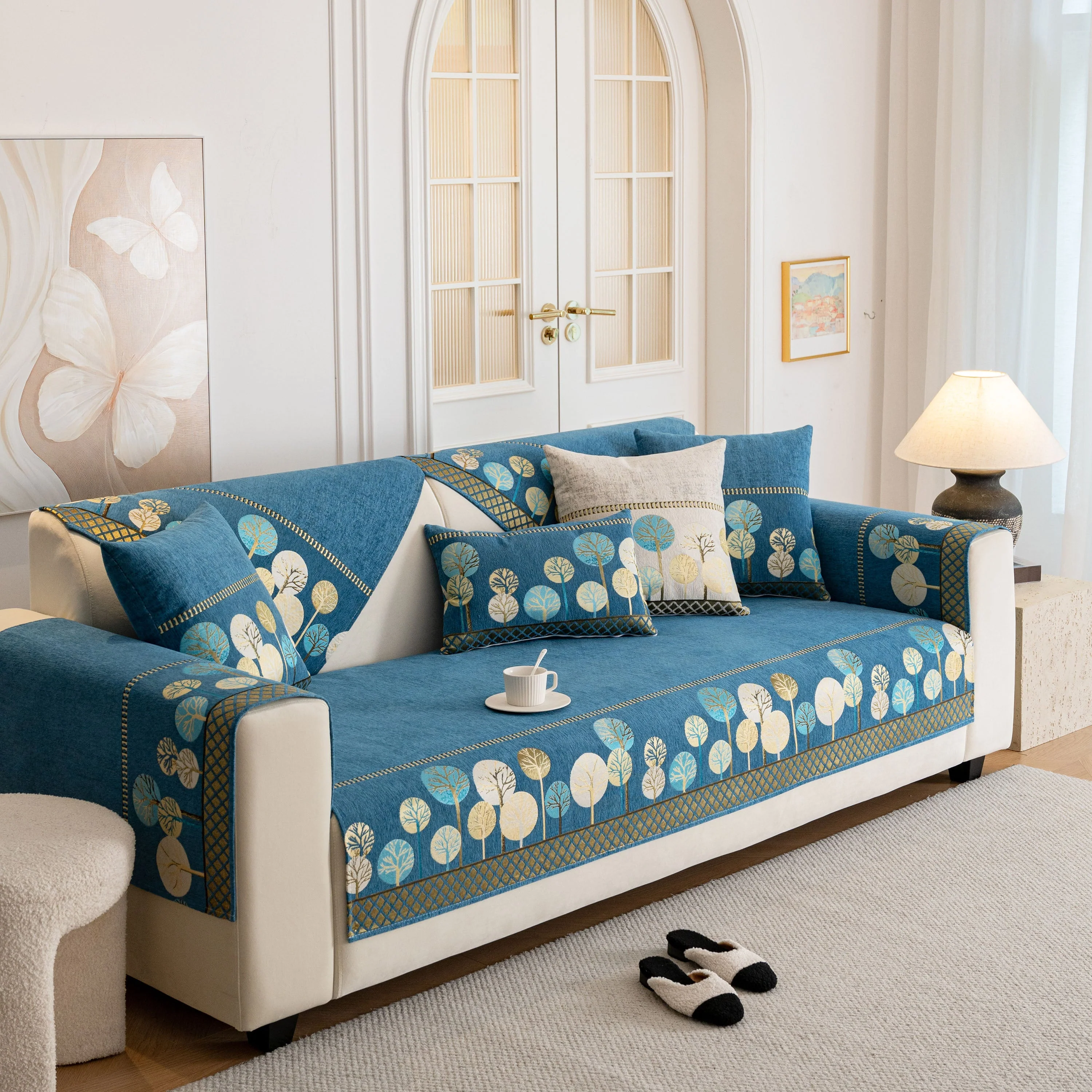 Sofa Cover for Couch, Non-Slip Sectional Couch Cover with Woven Tree Pattern - Image 2