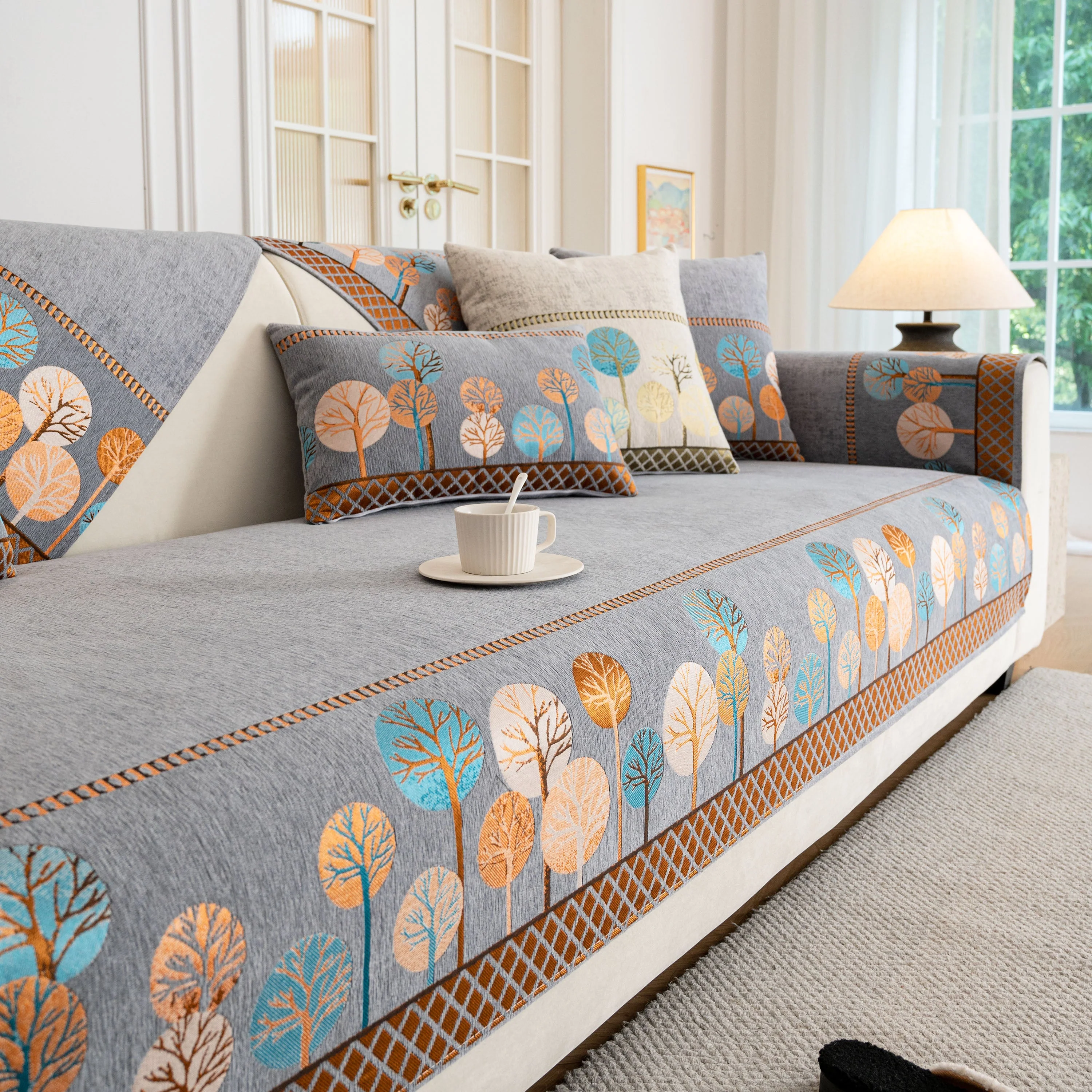 Sofa Cover for Couch, Non-Slip Sectional Couch Cover with Woven Tree Pattern - Image 21