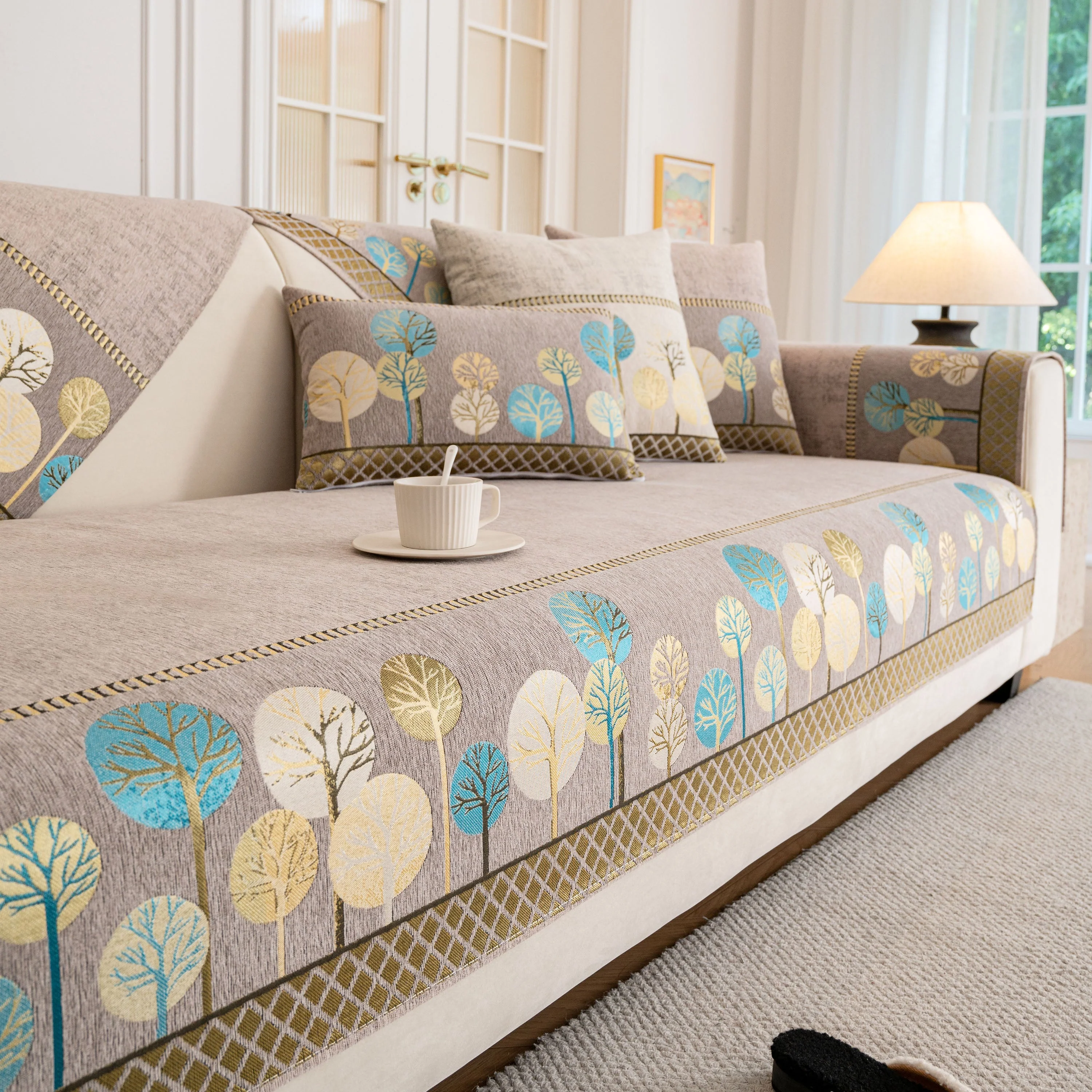 Sofa Cover for Couch, Non-Slip Sectional Couch Cover with Woven Tree Pattern - Image 22