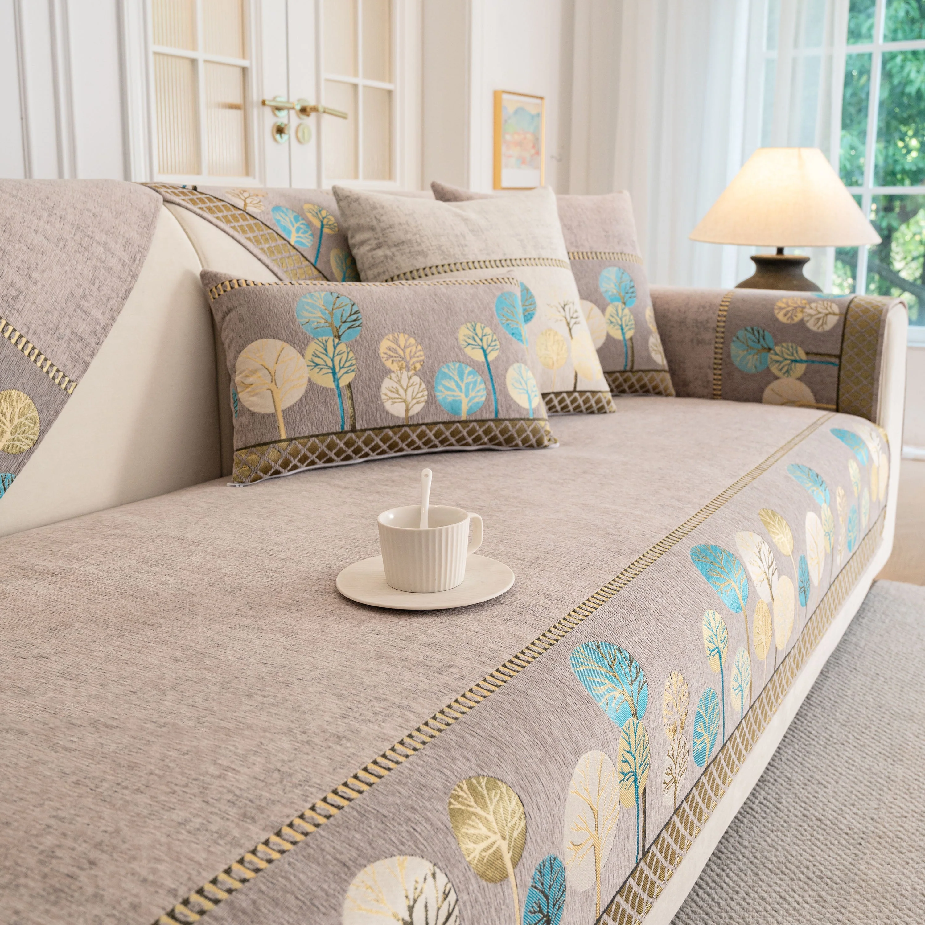 Sofa Cover for Couch, Non-Slip Sectional Couch Cover with Woven Tree Pattern - Image 26