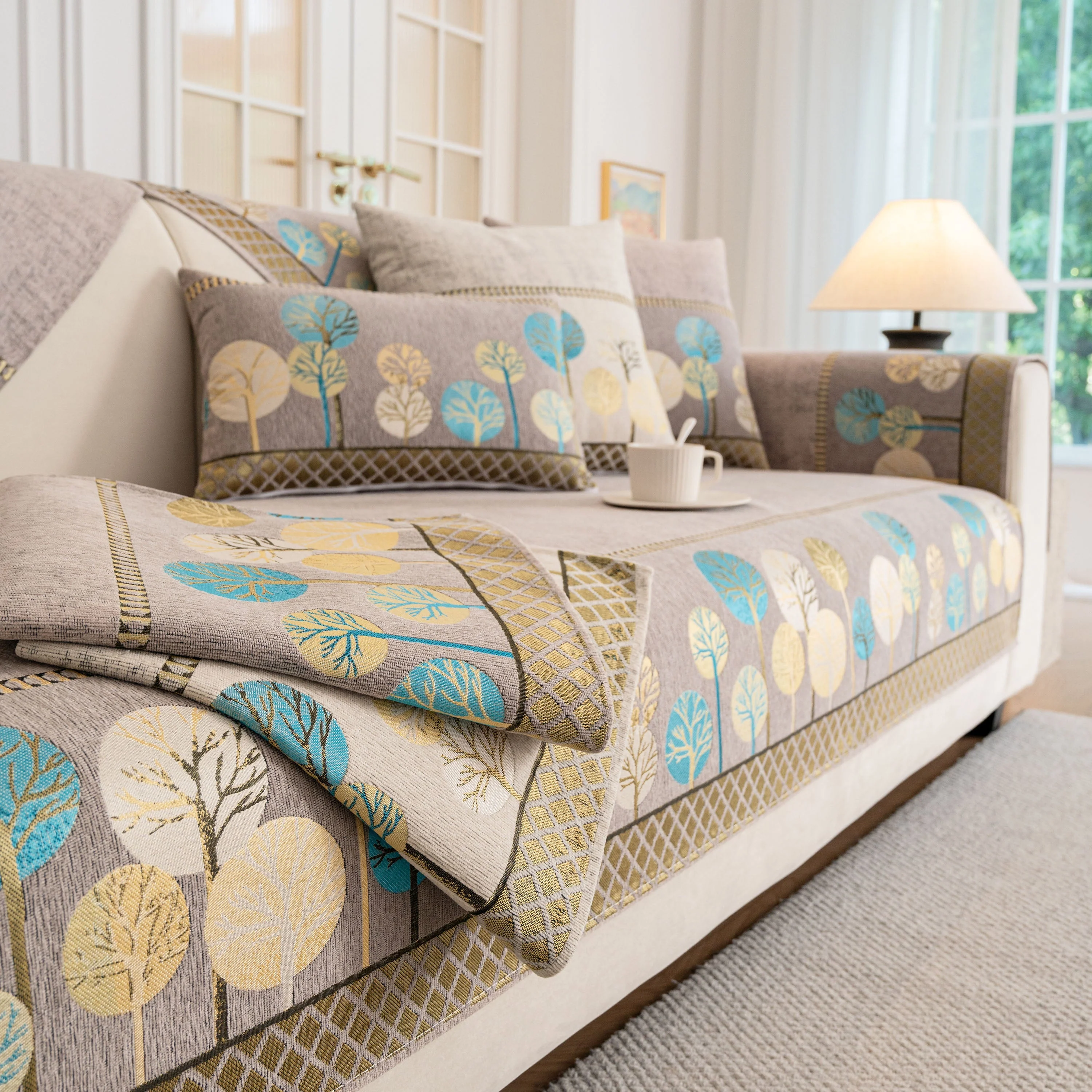 Sofa Cover for Couch, Non-Slip Sectional Couch Cover with Woven Tree Pattern - Image 27