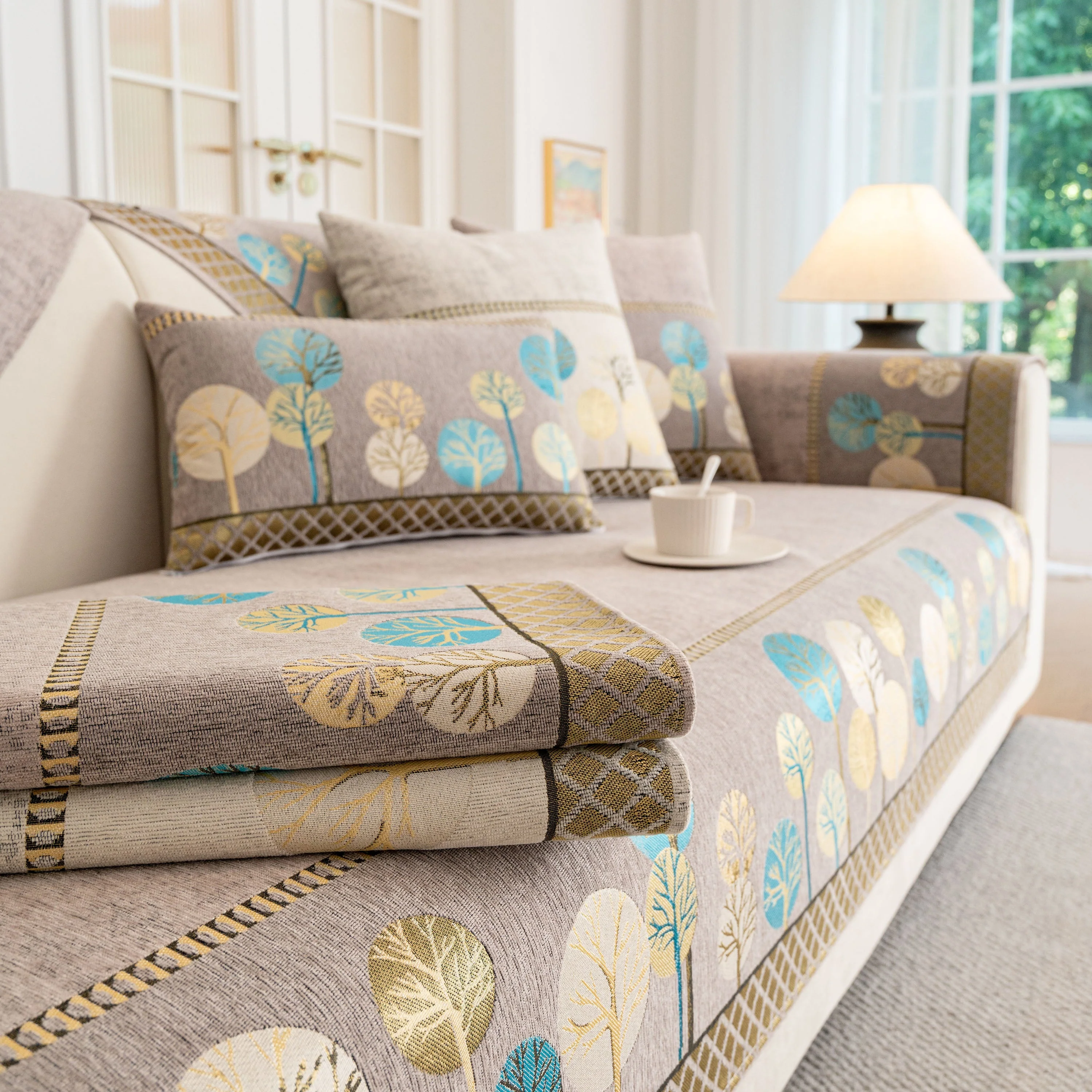 Sofa Cover for Couch, Non-Slip Sectional Couch Cover with Woven Tree Pattern - Image 28