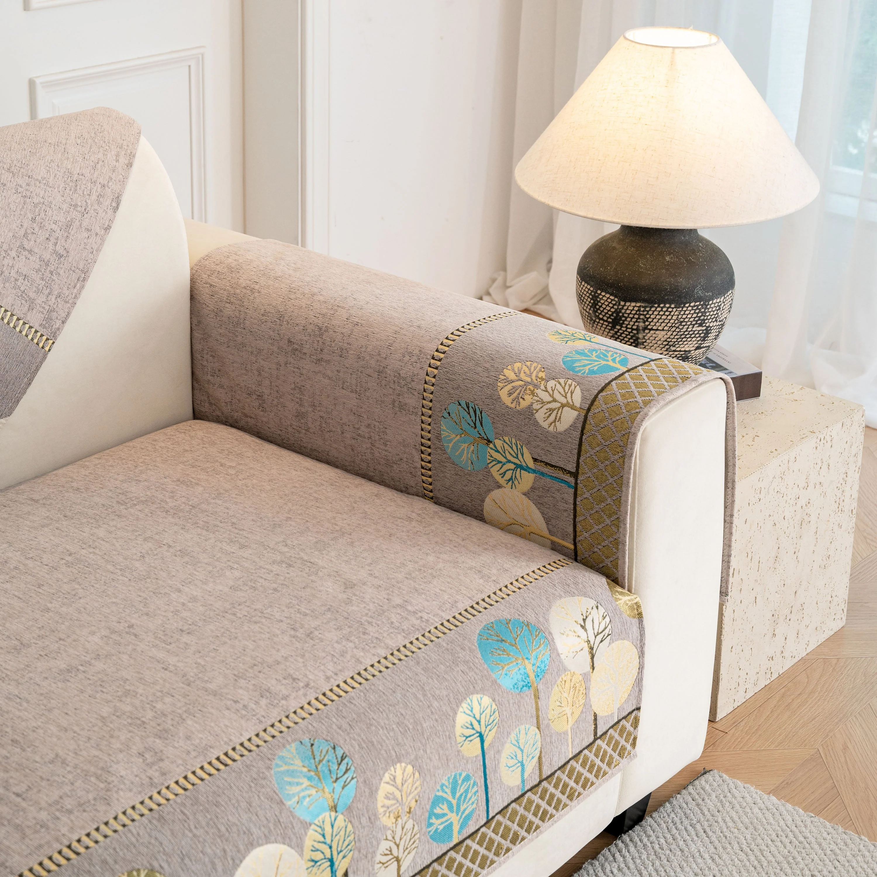 Sofa Cover for Couch, Non-Slip Sectional Couch Cover with Woven Tree Pattern - Image 29